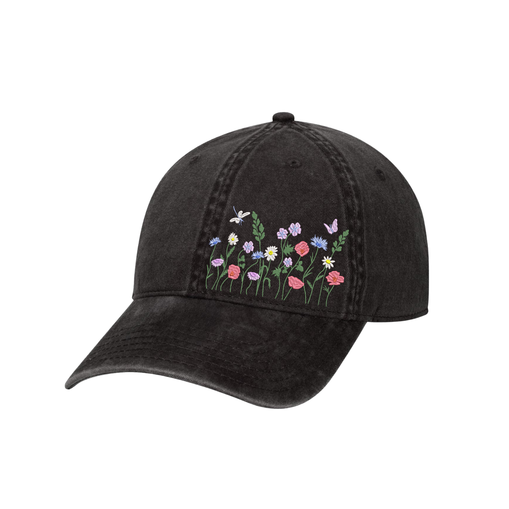 Wildflowers Garden Hand Embroidered Hat, Vintage Hat for Girls