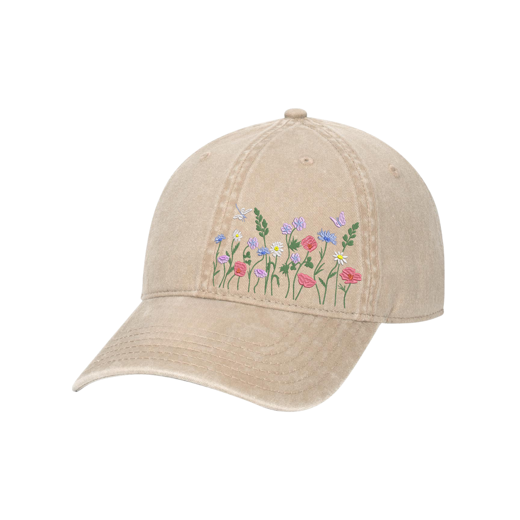 Wildflowers Garden Hand Embroidered Hat, Vintage Hat for Girls