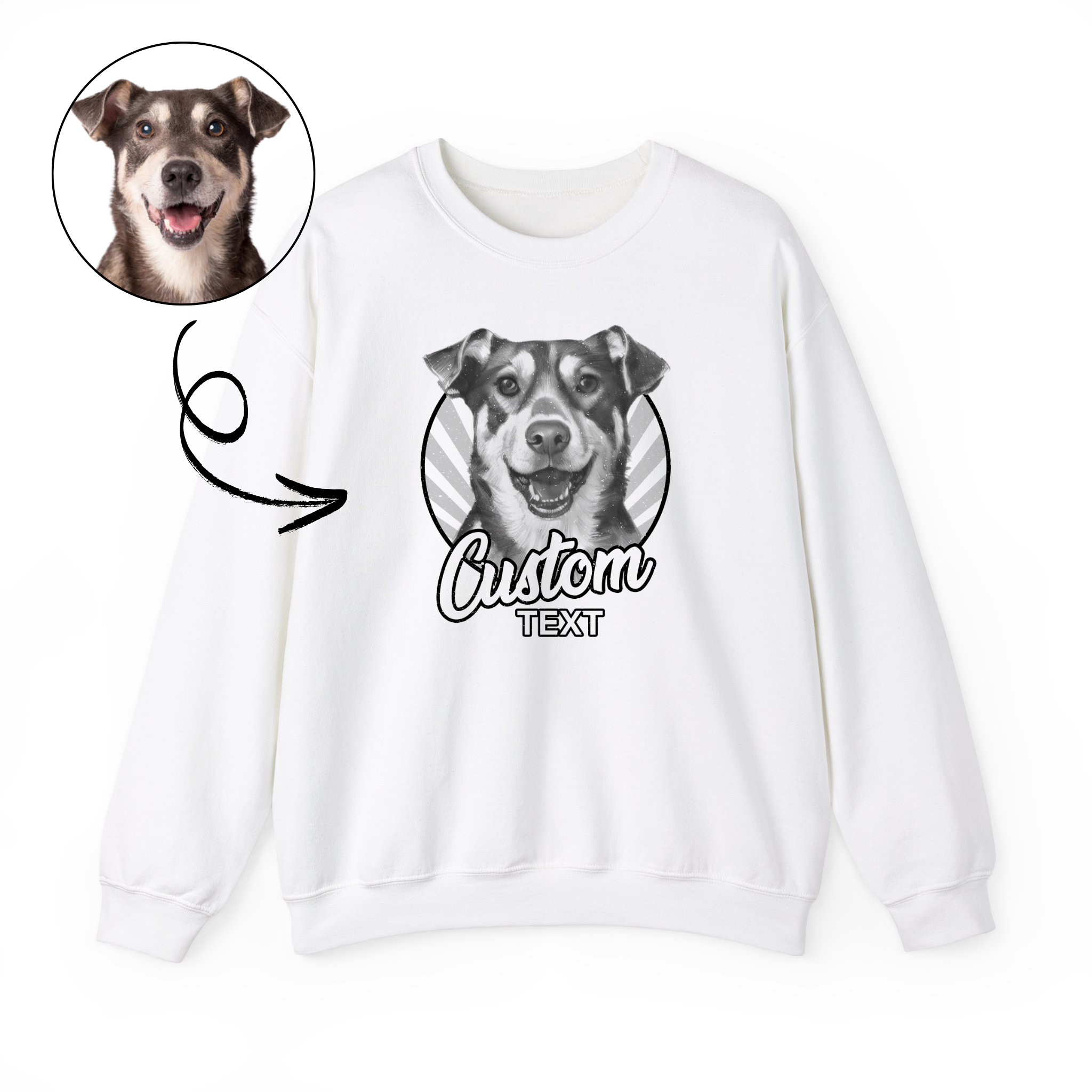 Custom Your Pet's Photo No Color Sketch Sweatshirt