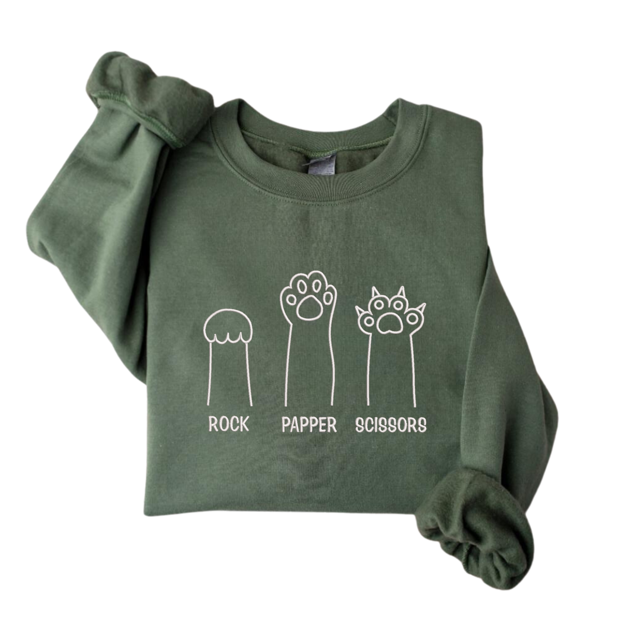 Funny Cat Paw Rock Paper Scissors Embroidered Sweatshirt