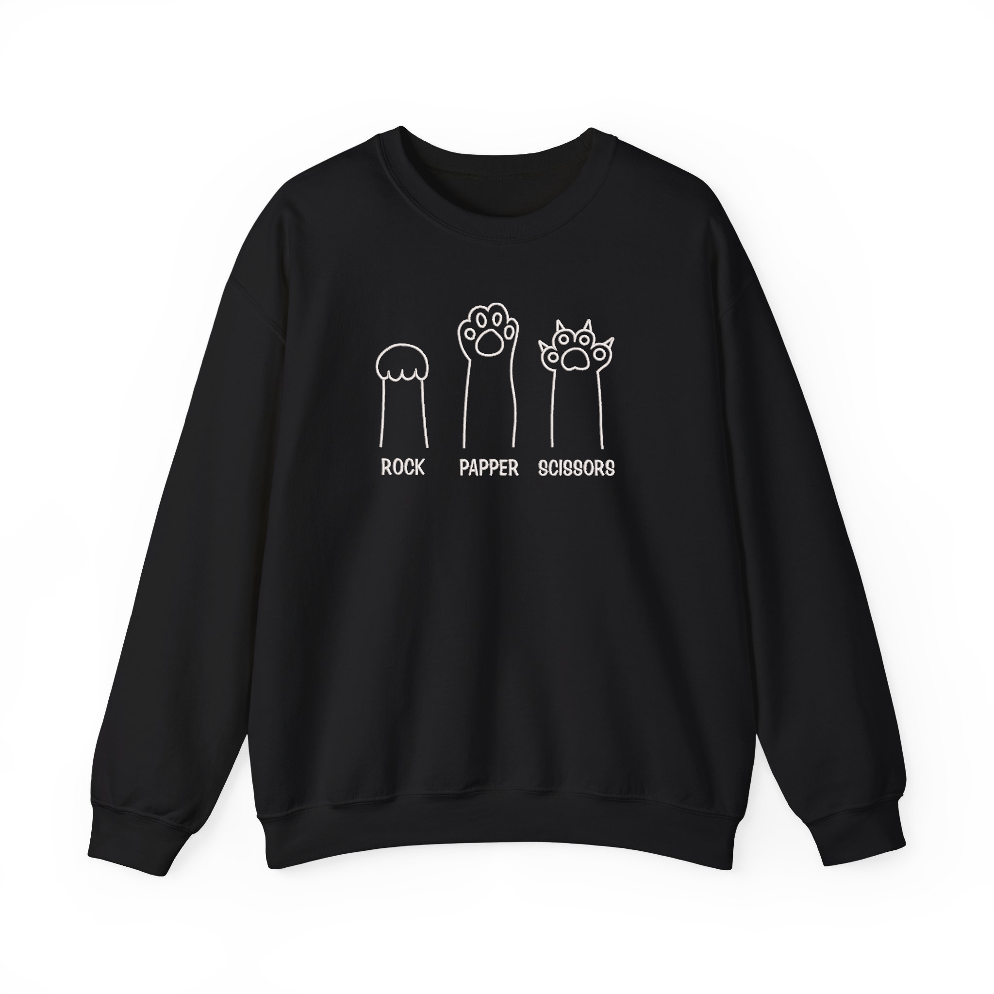 Funny Cat Paw Rock Paper Scissors Embroidered Sweatshirt