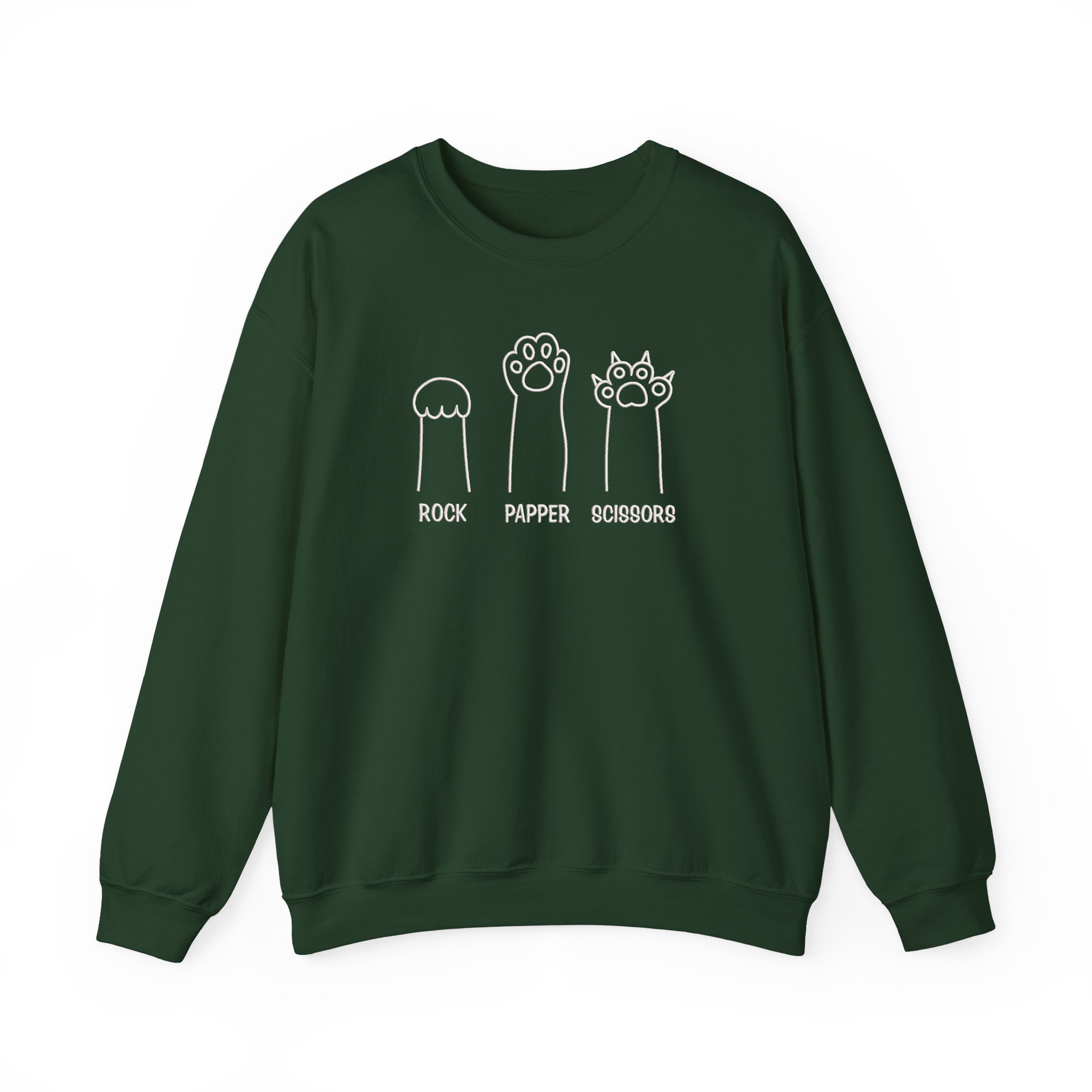 Funny Cat Paw Rock Paper Scissors Embroidered Sweatshirt
