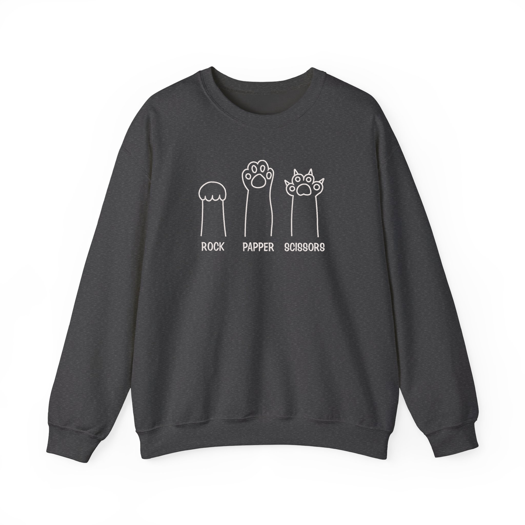 Funny Cat Paw Rock Paper Scissors Embroidered Sweatshirt
