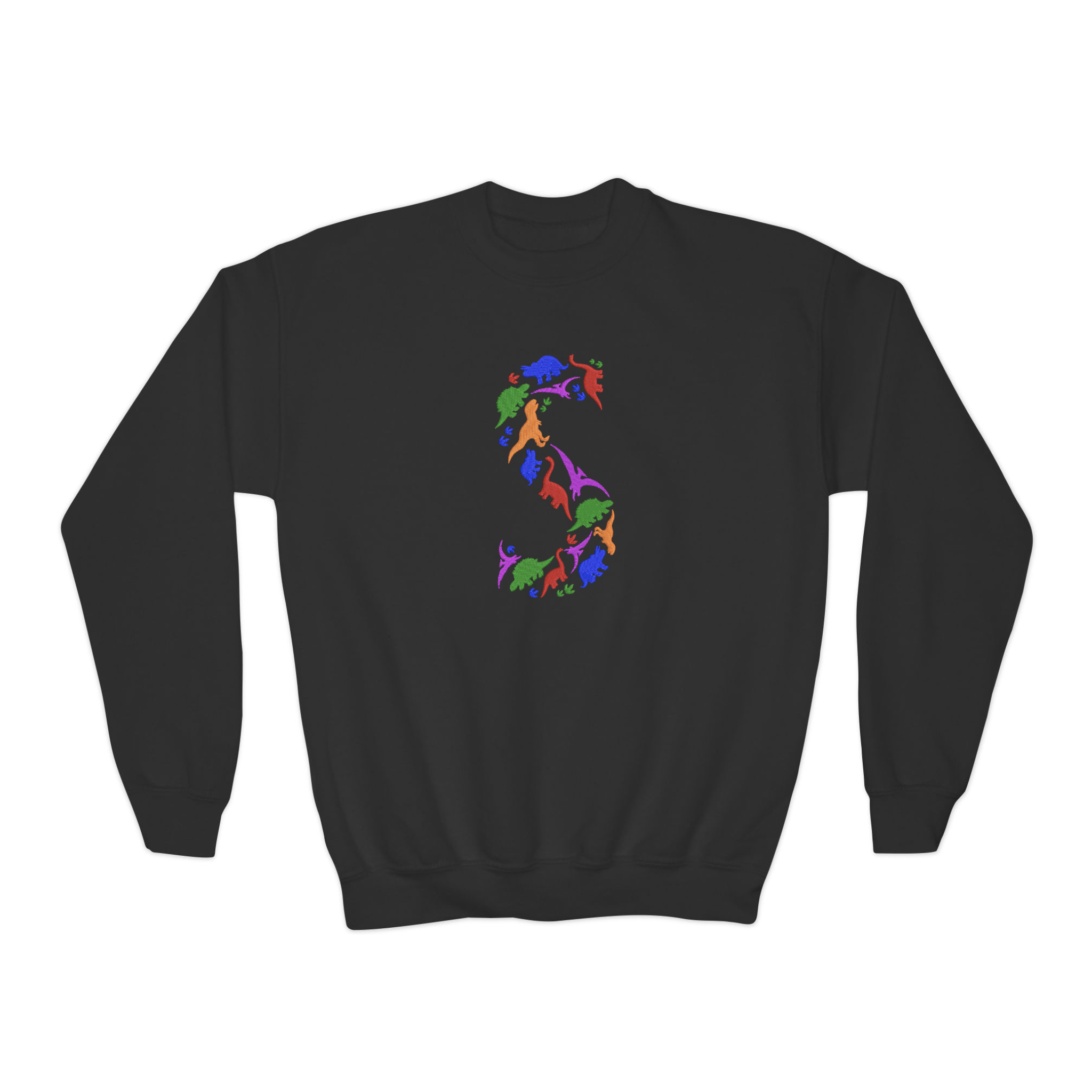 Personalized Initial Dinosaur Theme Embroidered Kid/Youth Sweatshirt