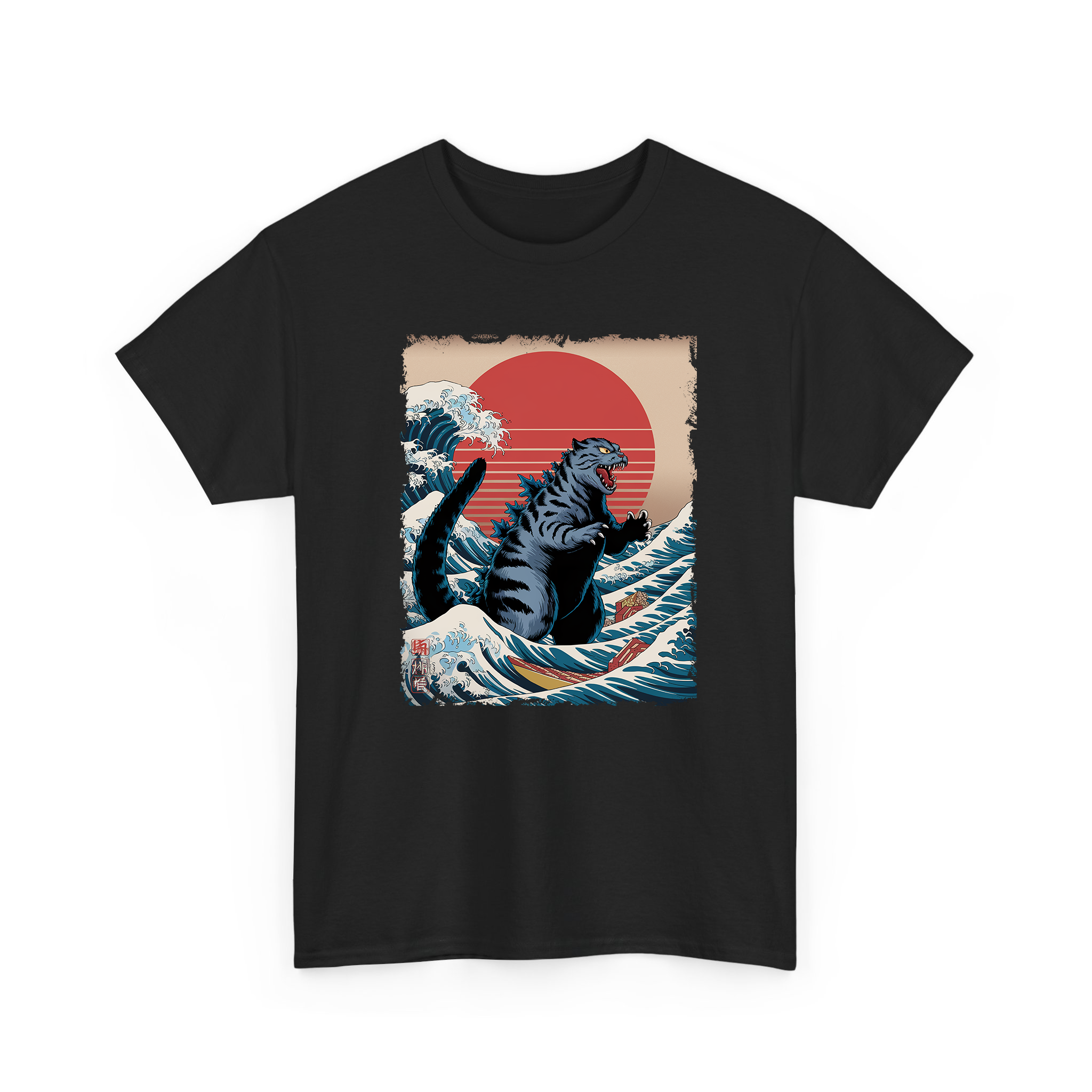 Catzilla Japanese Art Funny Cat T-Shirt
