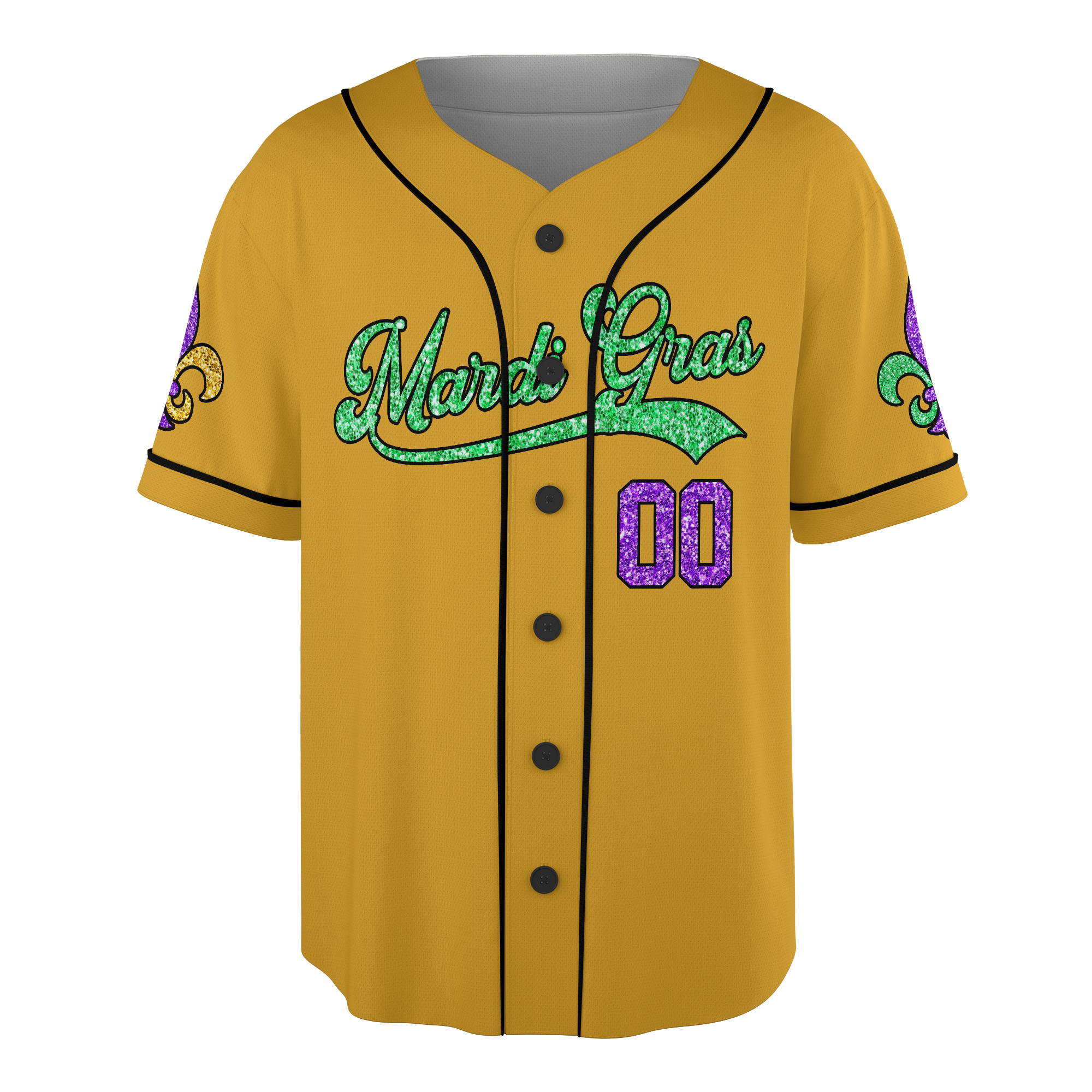 Personalized Mardi Gras Custom Name and Number Baseball Jersey
