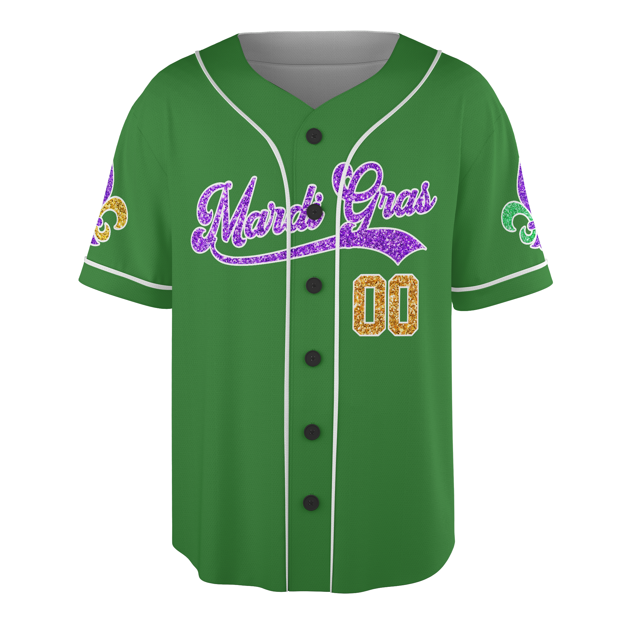 Personalized Mardi Gras Custom Name and Number Baseball Jersey