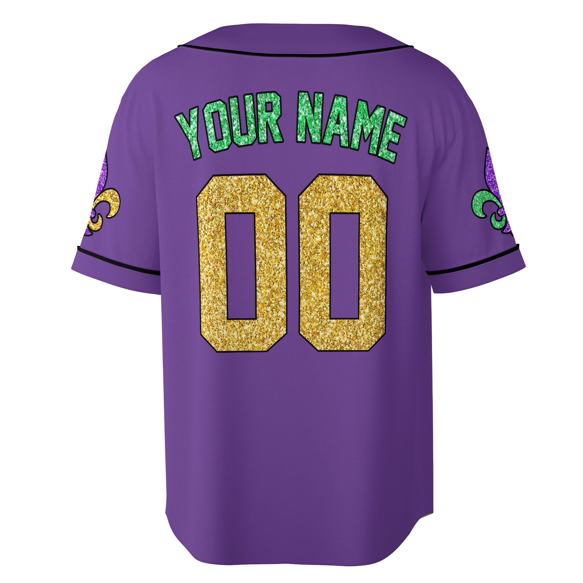 Personalized Mardi Gras Custom Name and Number Baseball Jersey
