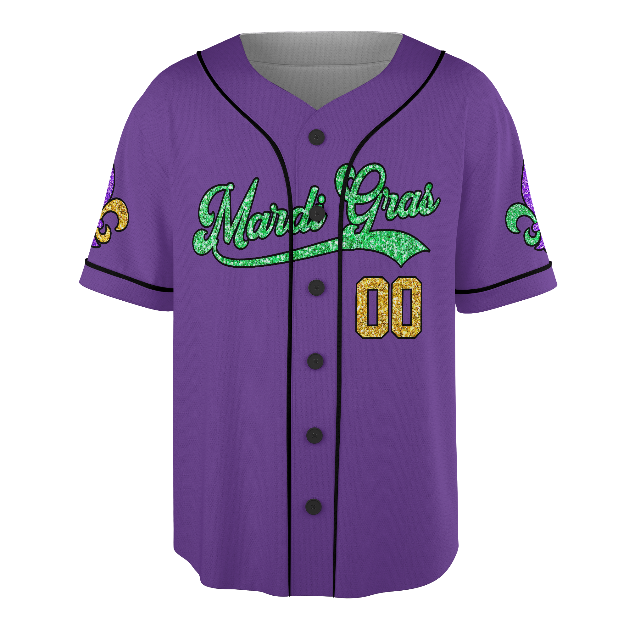 Personalized Mardi Gras Custom Name and Number Baseball Jersey