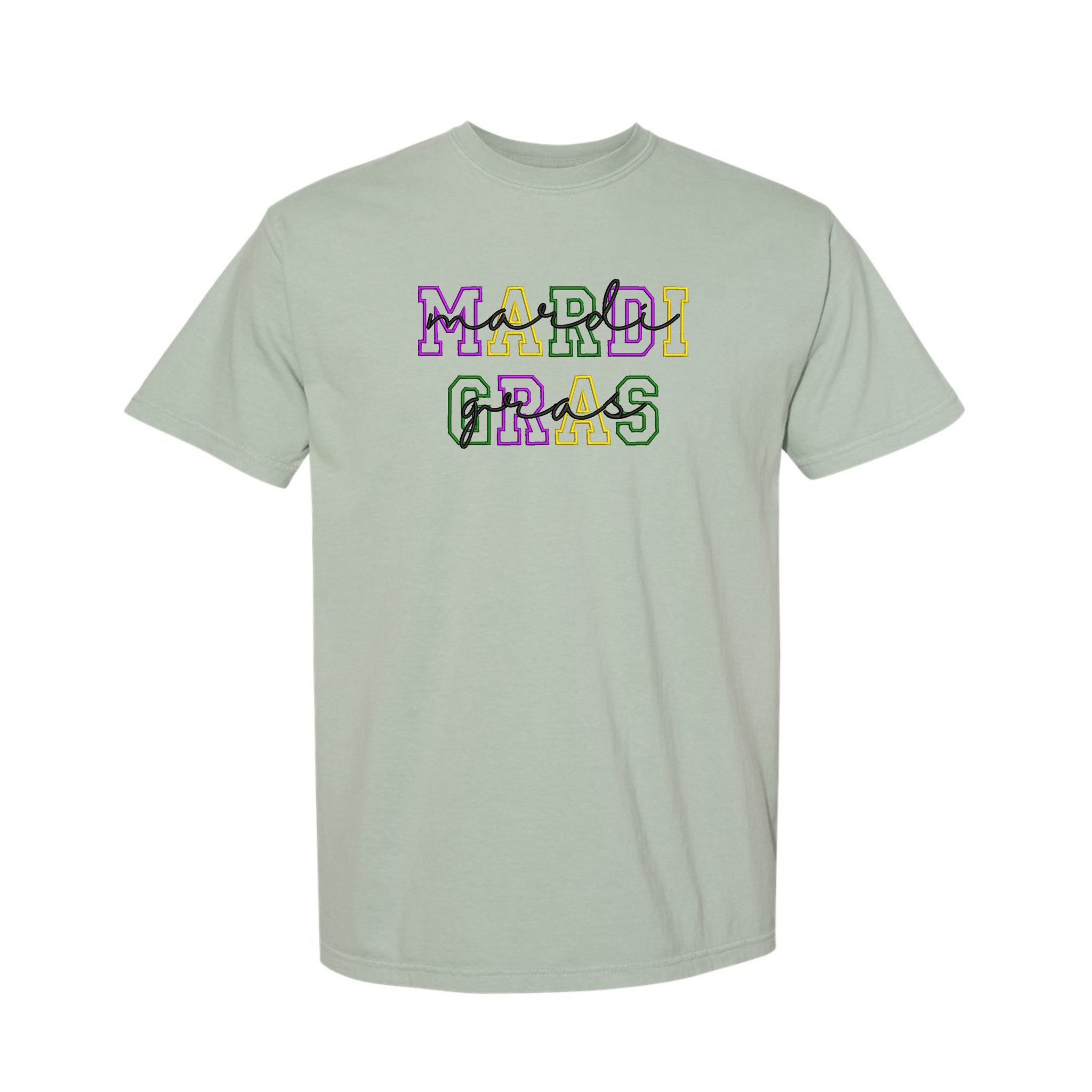 Mardi Gras Fat Tuesday Embroidered Comfort Color T-shirt