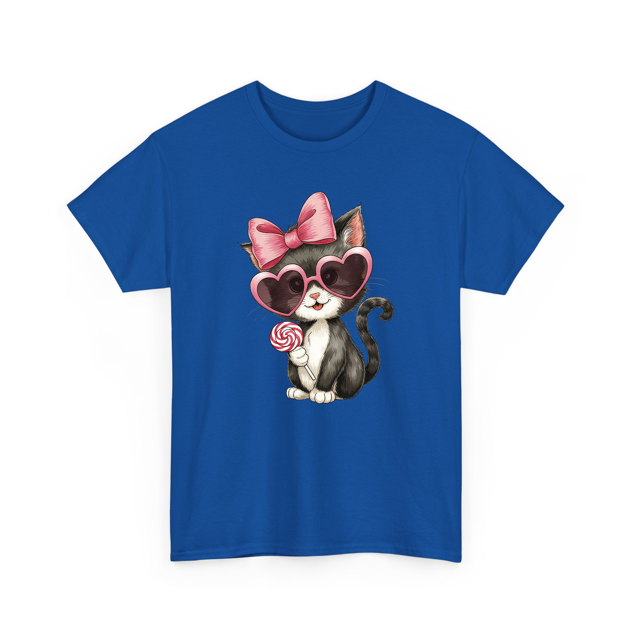 Valentine Black Cat With Pink Coquette and Lollipop T-shirt