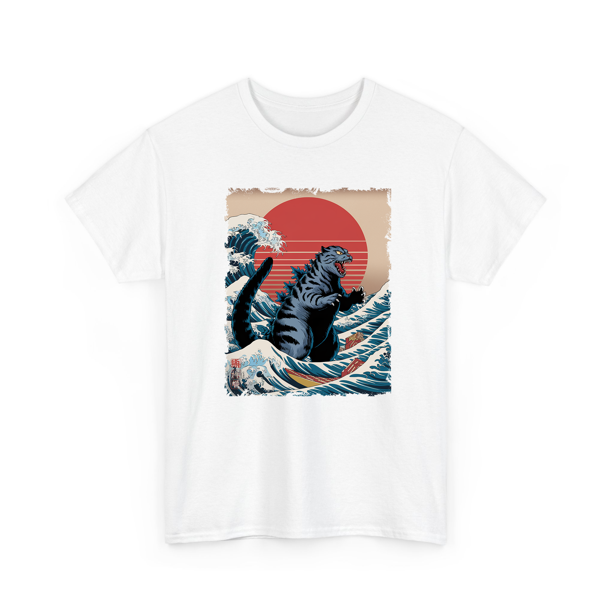 Catzilla Japanese Art Funny Cat T-Shirt