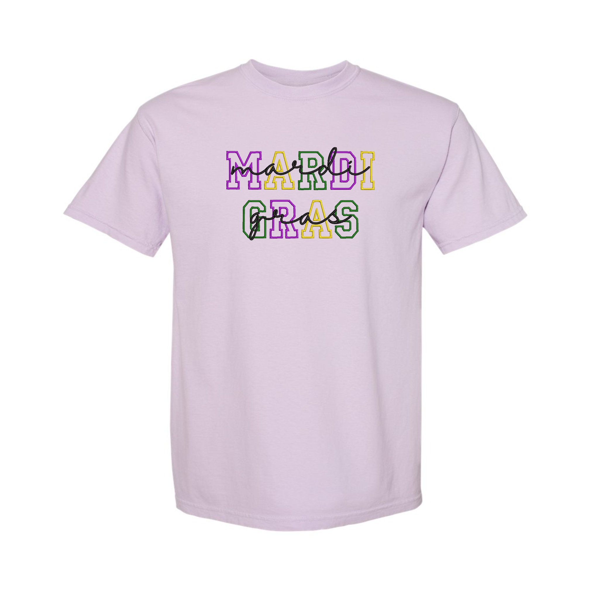 Mardi Gras Fat Tuesday Embroidered Comfort Color T-shirt