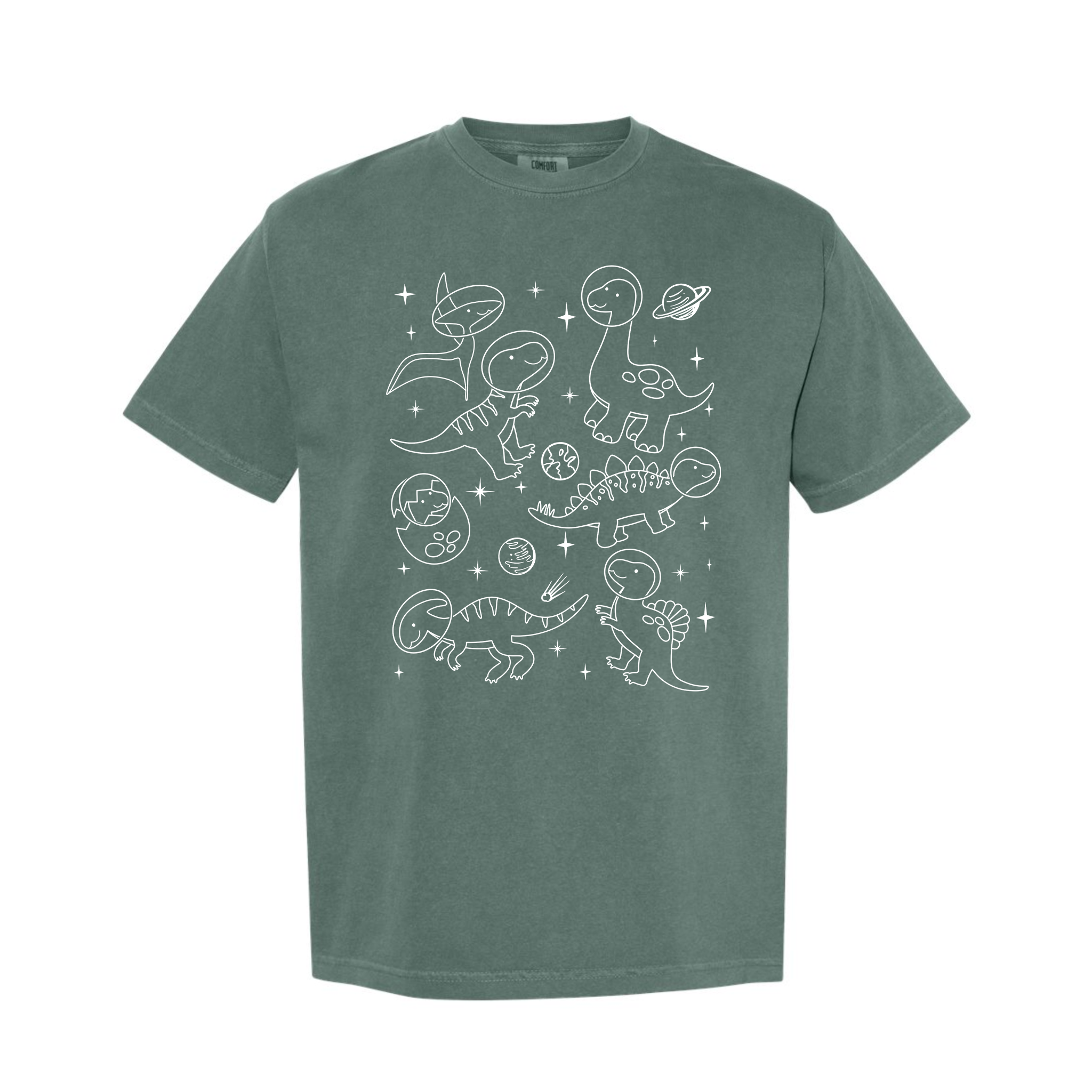 Dinosaurs in Space Funny Dino Retro Comfort Color T-shirt