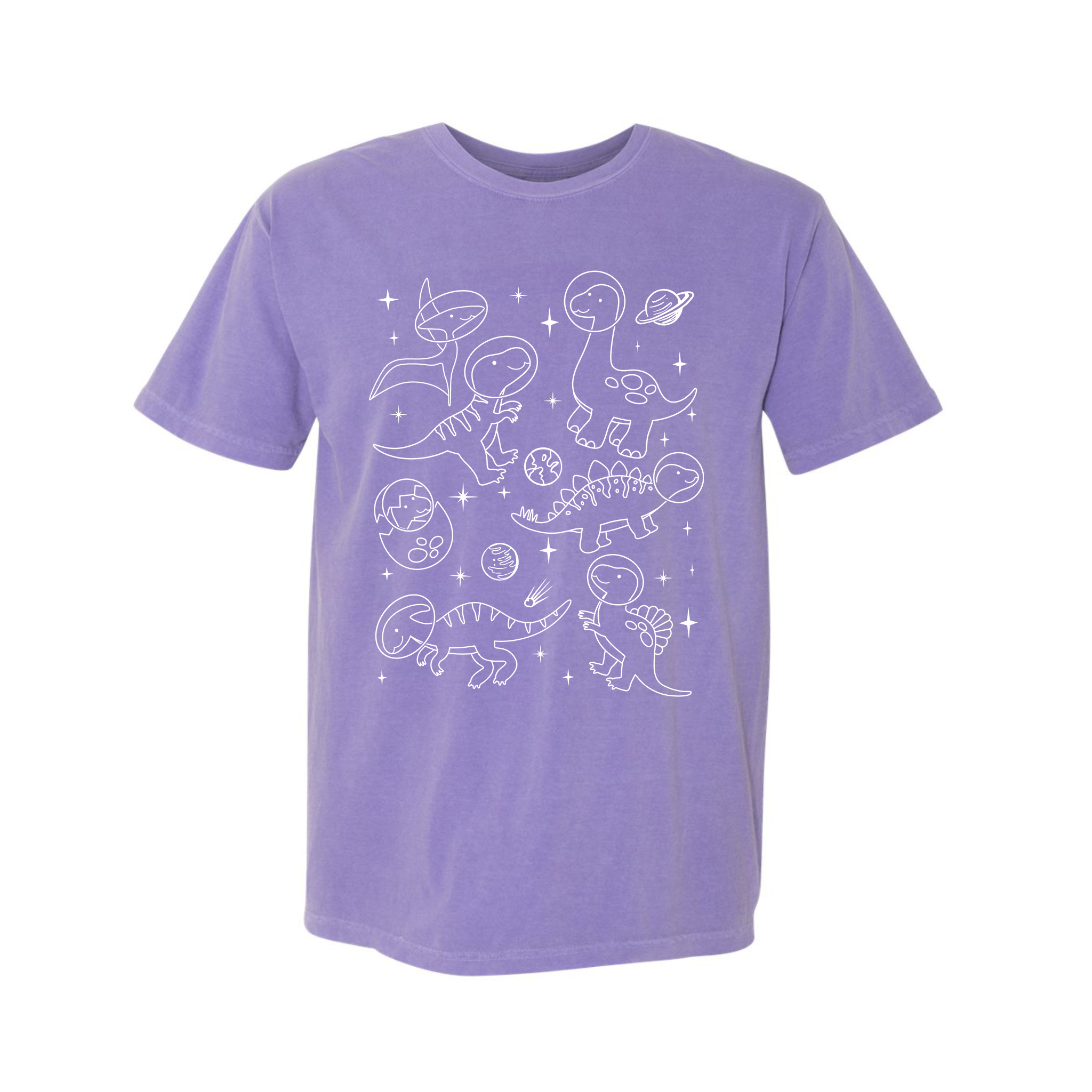 Dinosaurs in Space Funny Dino Retro Comfort Color T-shirt