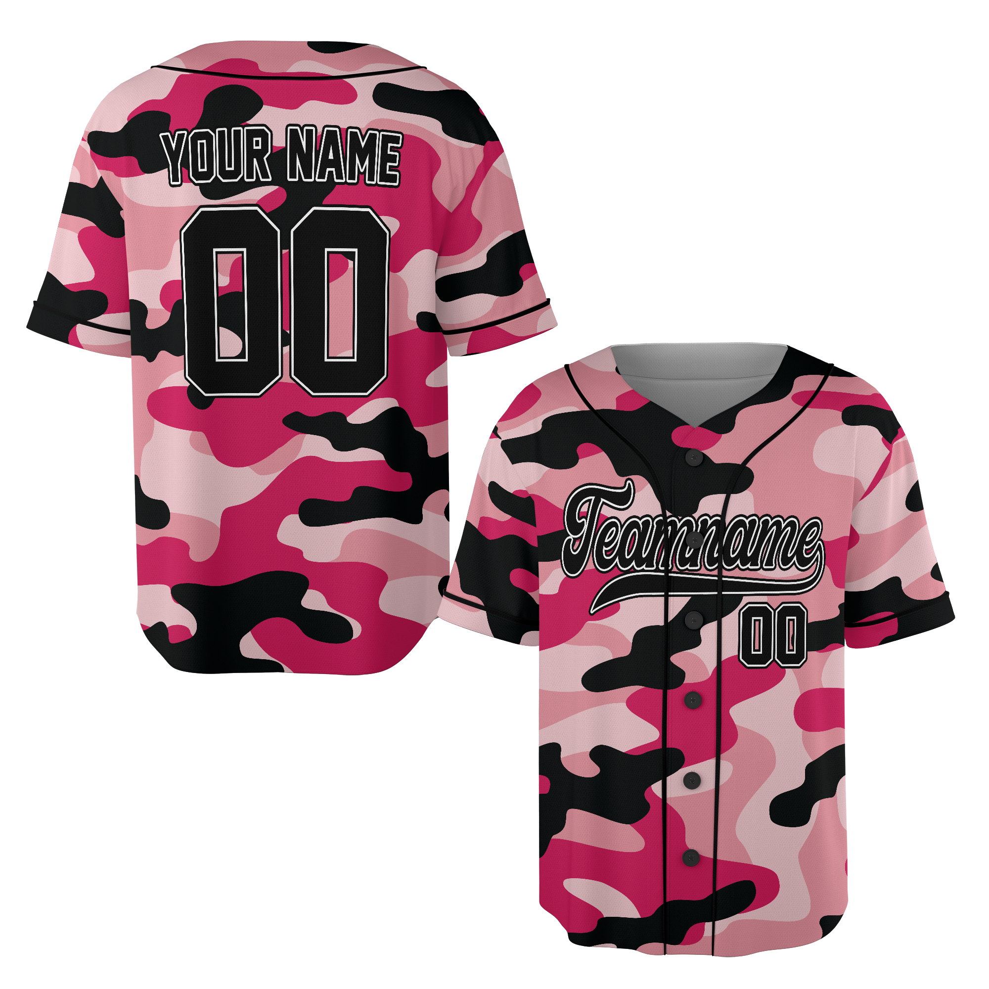 Personalized Pink Camouflage Custom Name And Number Baseball Jersey