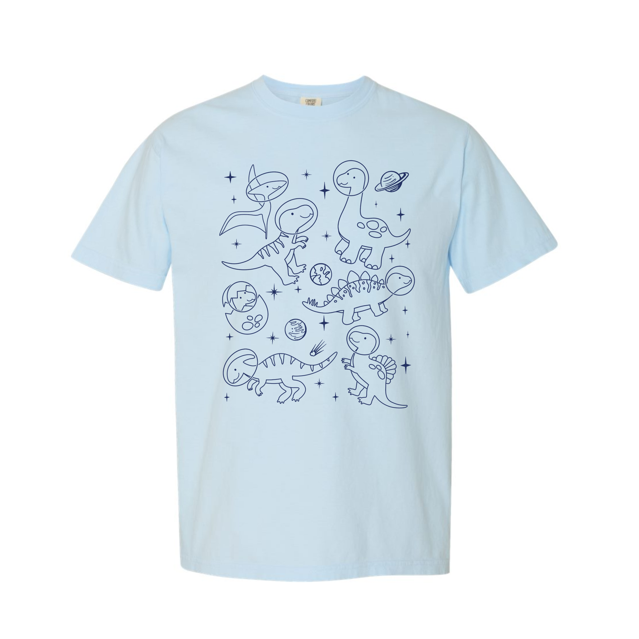 Dinosaurs in Space Funny Dino Retro Comfort Color T-shirt