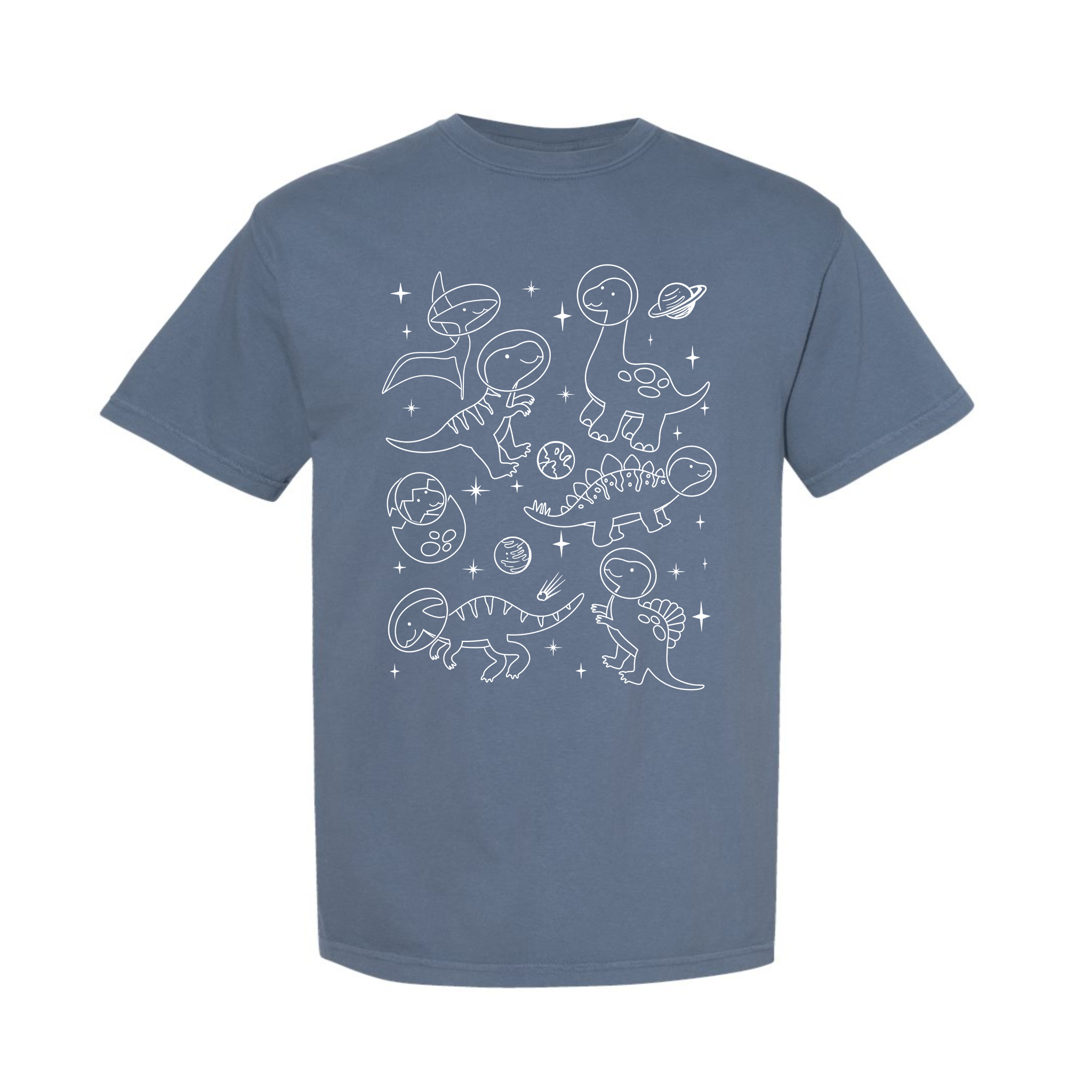 Dinosaurs in Space Funny Dino Retro Comfort Color T-shirt