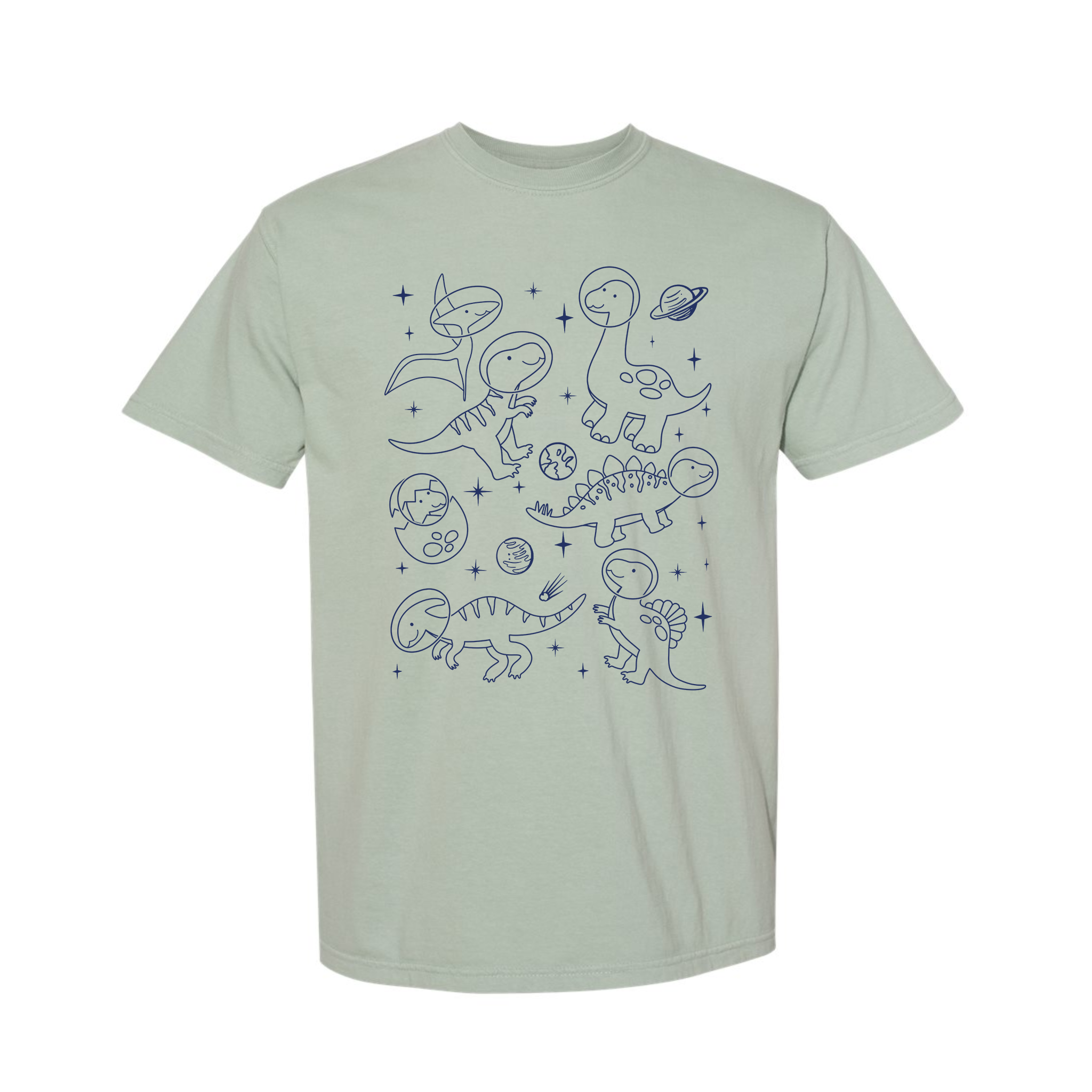 Dinosaurs in Space Funny Dino Retro Comfort Color T-shirt