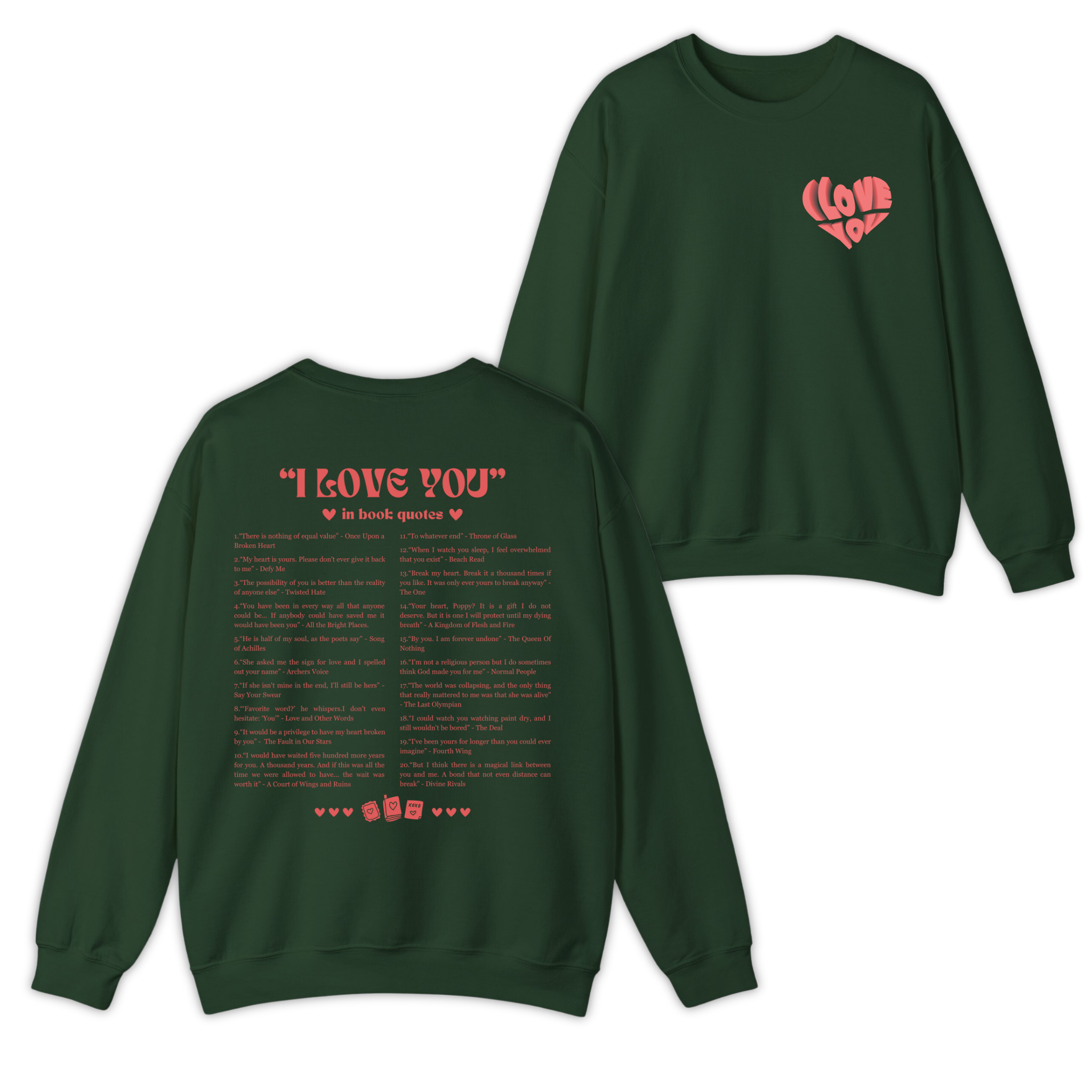 I Love You In Book Quotes Valentine T-shirt, Sweatshirt for Book Lovers