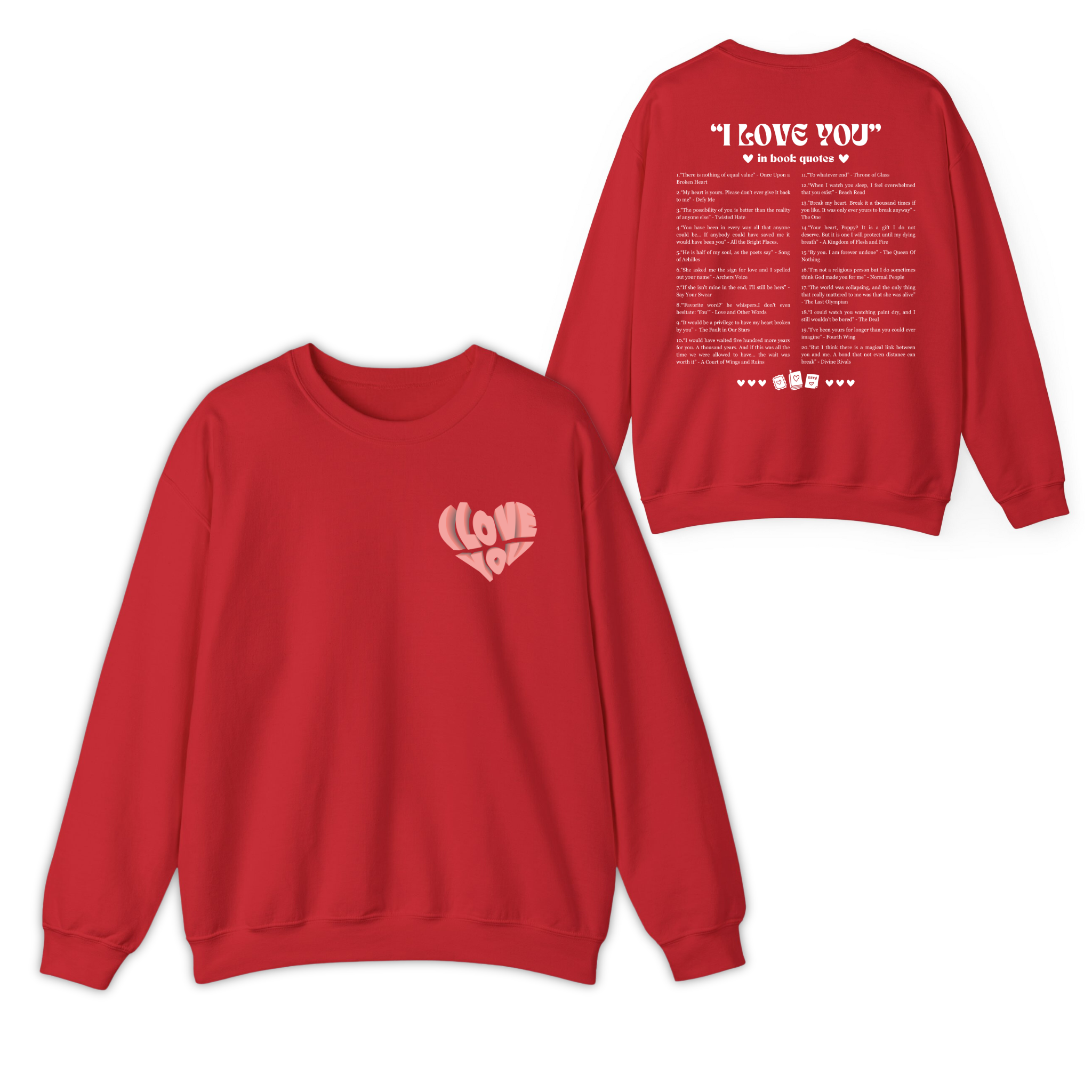 I Love You In Book Quotes Valentine T-shirt, Sweatshirt for Book Lovers