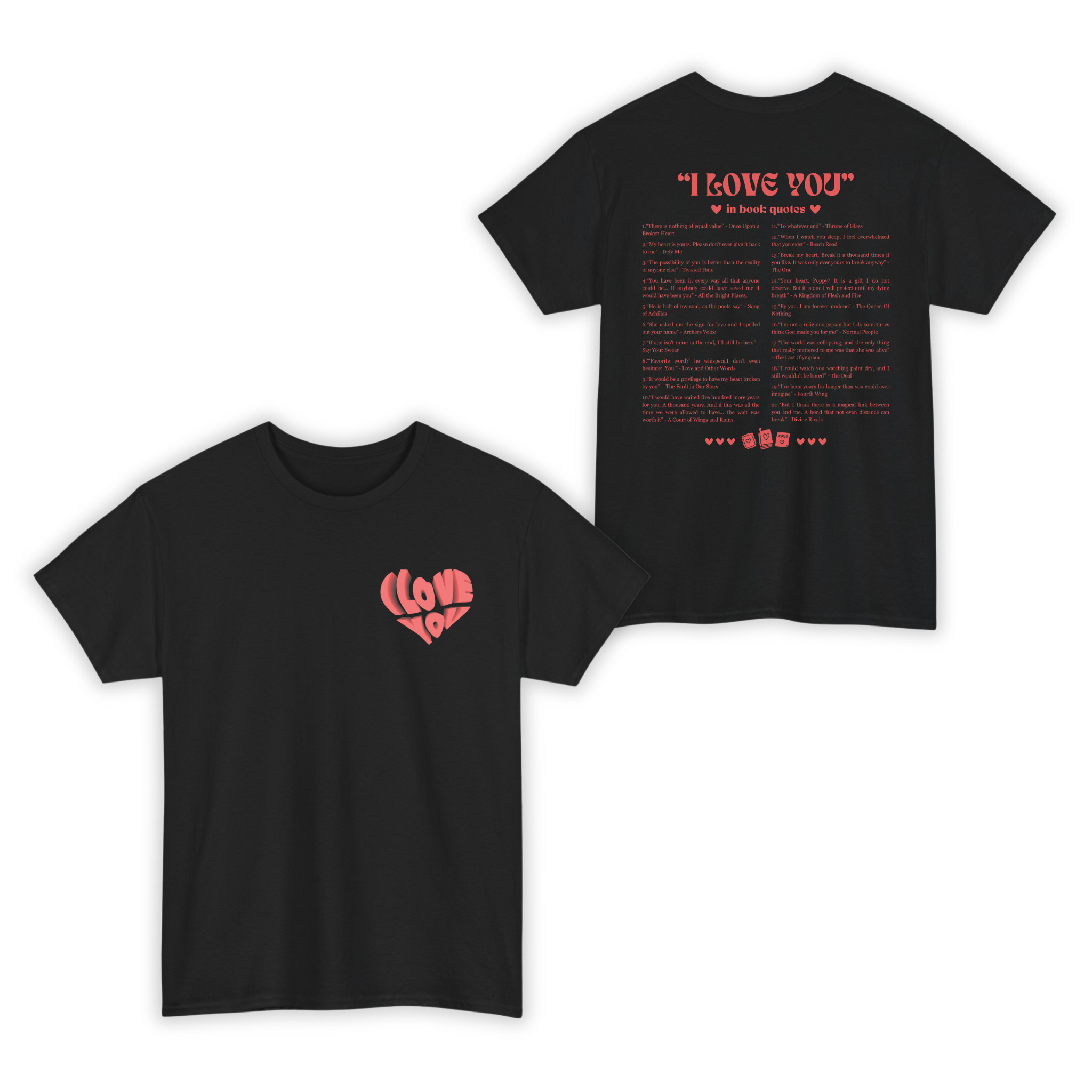 I Love You In Book Quotes Valentine T-shirt, Sweatshirt for Book Lovers