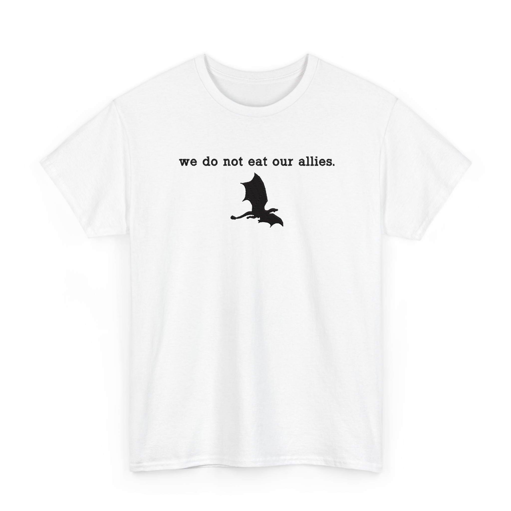 We Do Not Eat Our Allies FW Series Embroidered T-shirt for Book Lovers