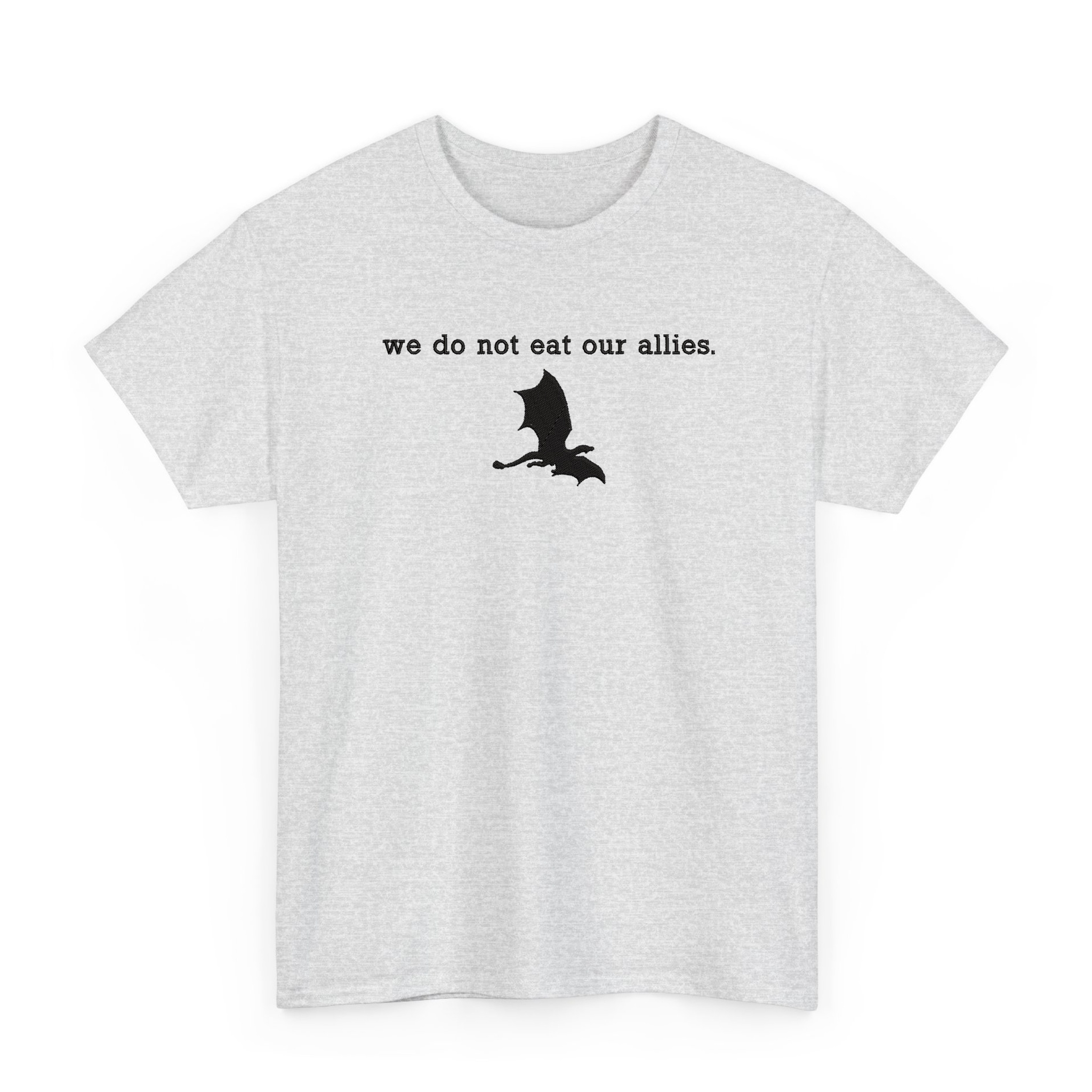 We Do Not Eat Our Allies FW Series Embroidered T-shirt for Book Lovers