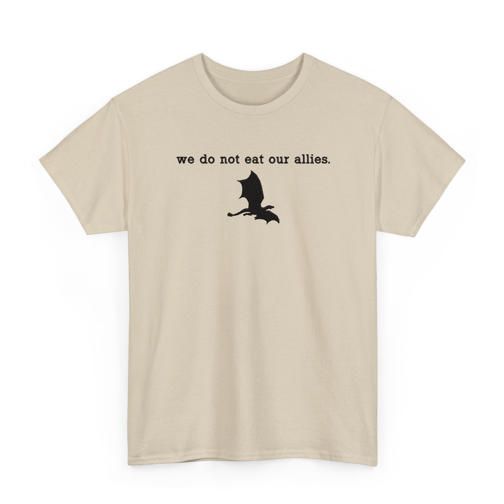 We Do Not Eat Our Allies FW Series Embroidered T-shirt for Book Lovers