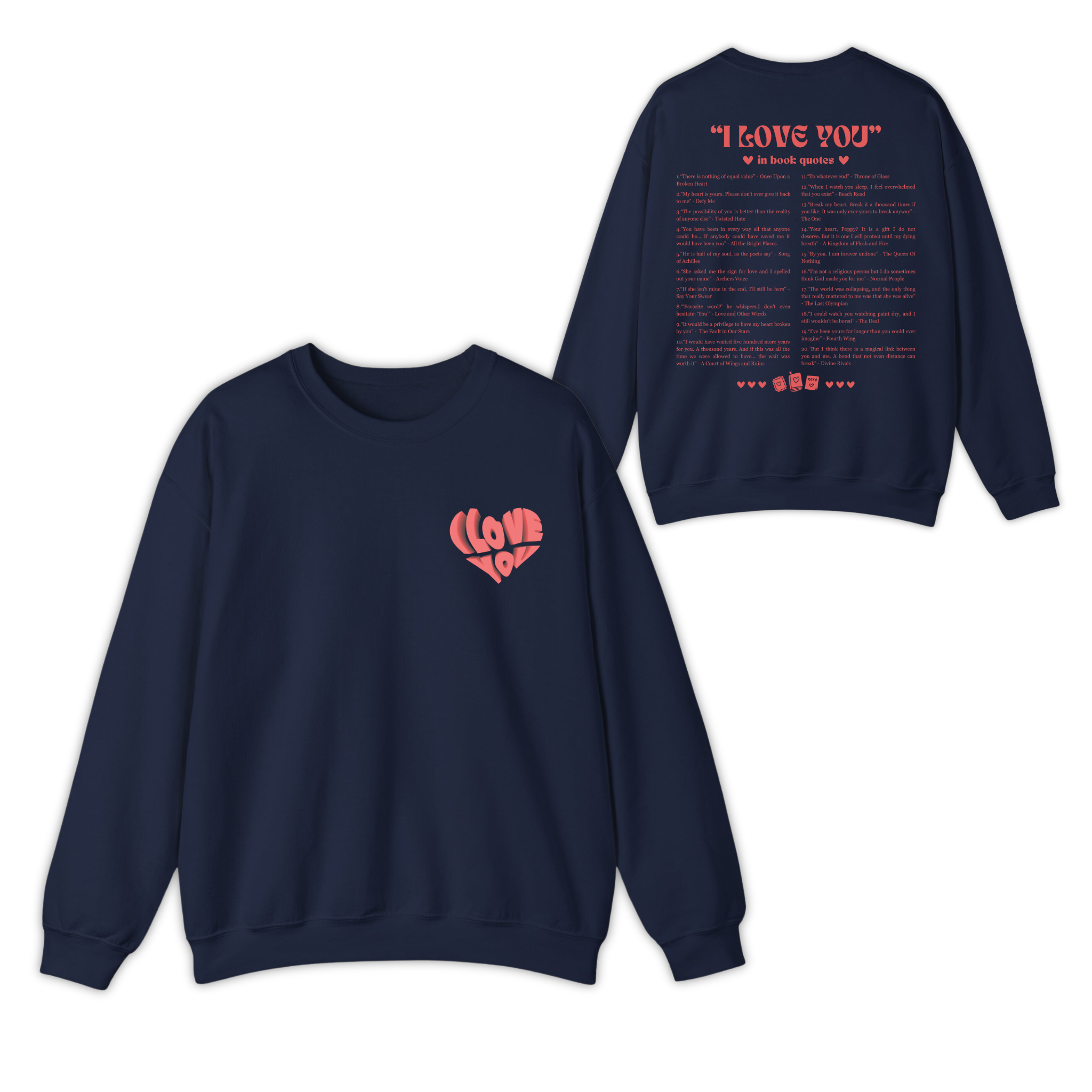 I Love You In Book Quotes Valentine T-shirt, Sweatshirt for Book Lovers