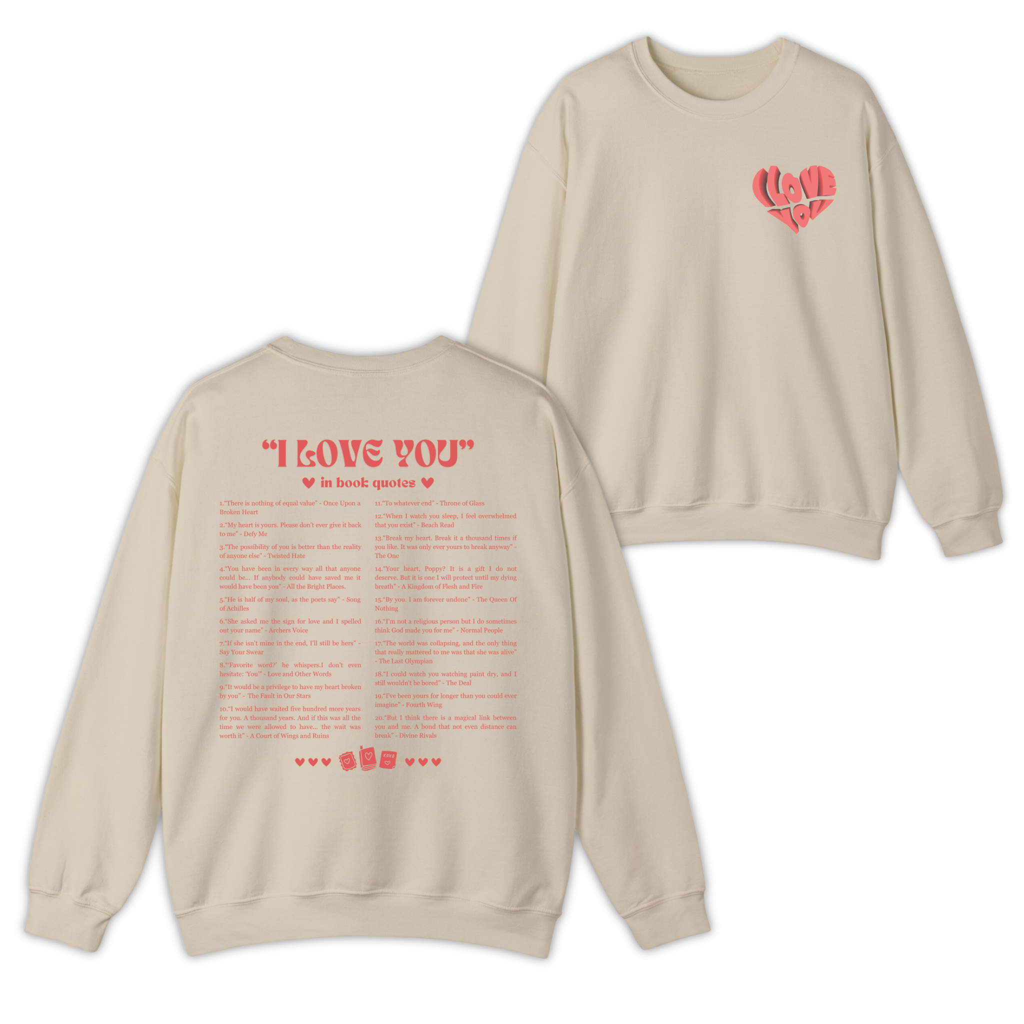 I Love You In Book Quotes Valentine T-shirt, Sweatshirt for Book Lovers