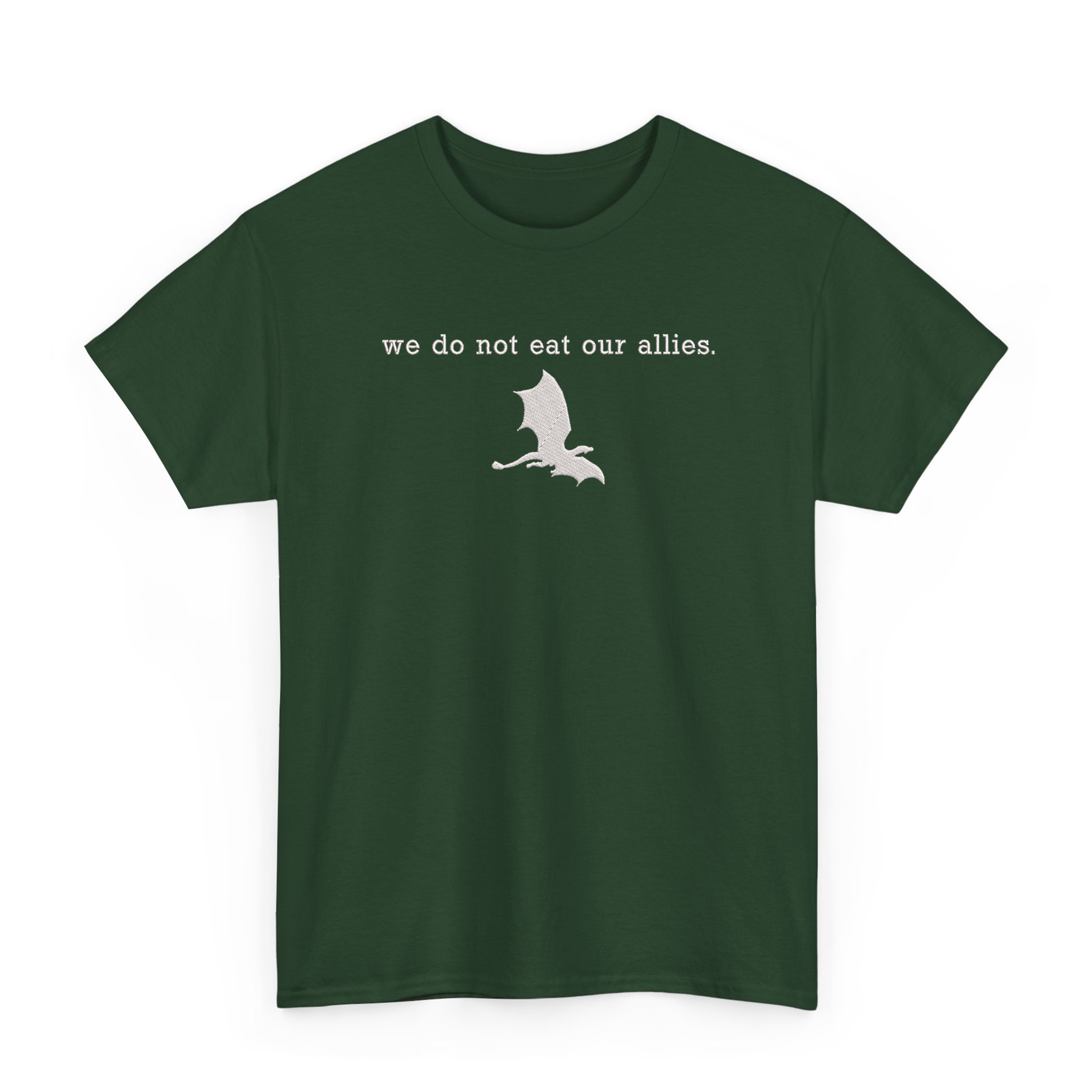We Do Not Eat Our Allies FW Series Embroidered T-shirt for Book Lovers