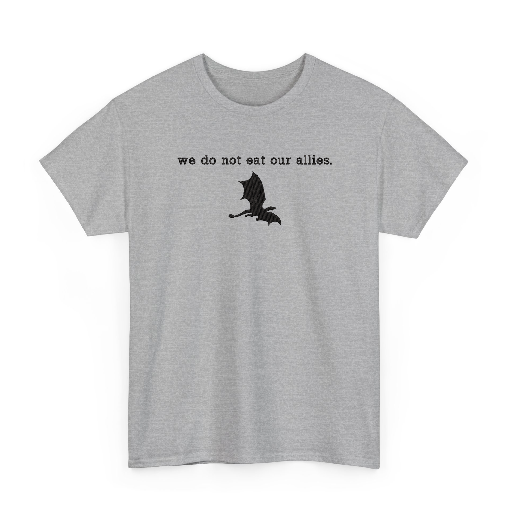We Do Not Eat Our Allies FW Series Embroidered T-shirt for Book Lovers