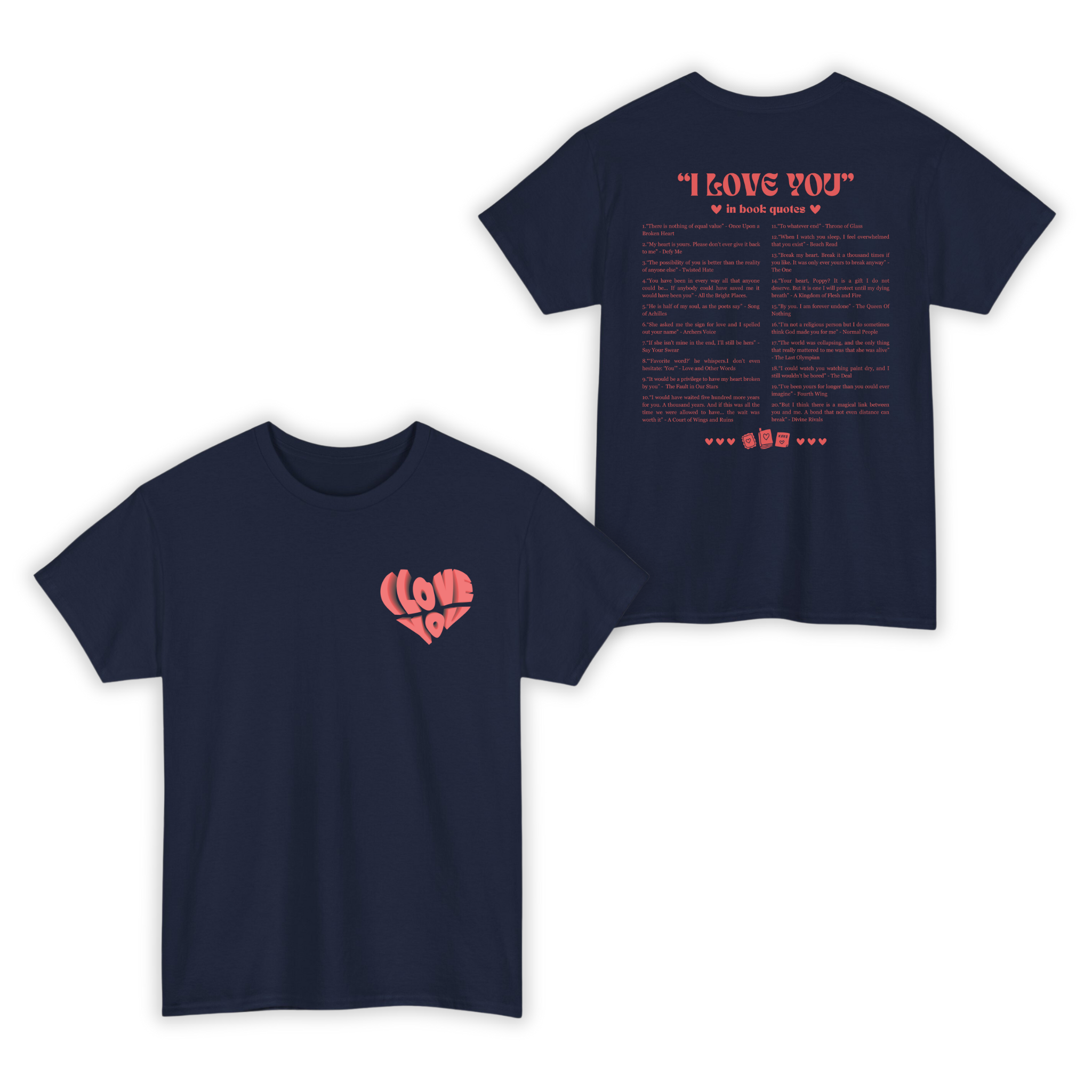 I Love You In Book Quotes Valentine T-shirt, Sweatshirt for Book Lovers