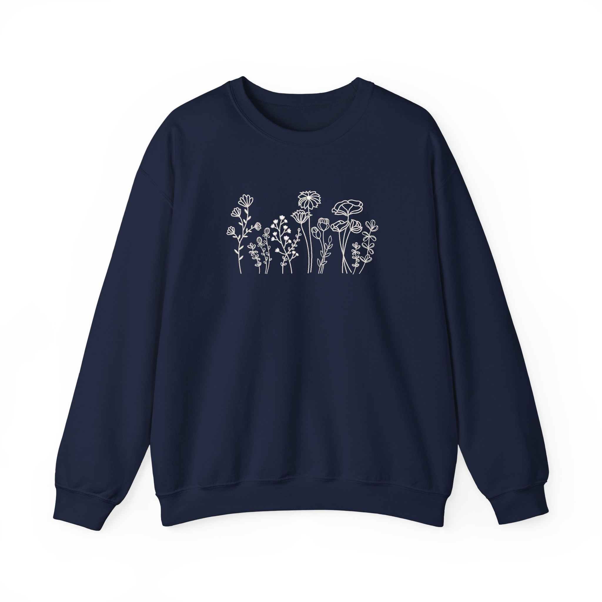 Wildflowers Floral Botanical Embroidered Sweatshirt