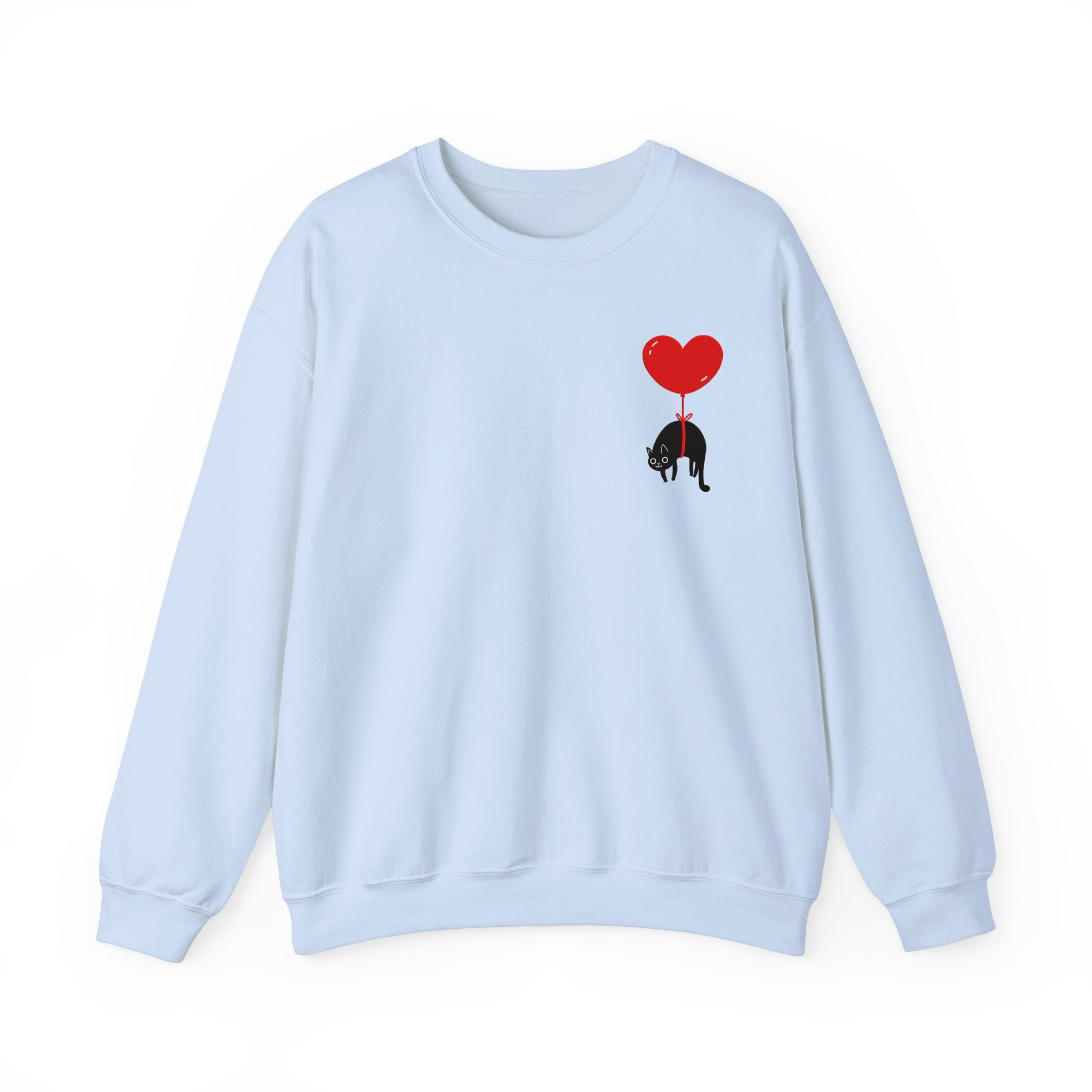 Lovely Black Cat Valentine Embroidered T-shirt, Sweatshirt