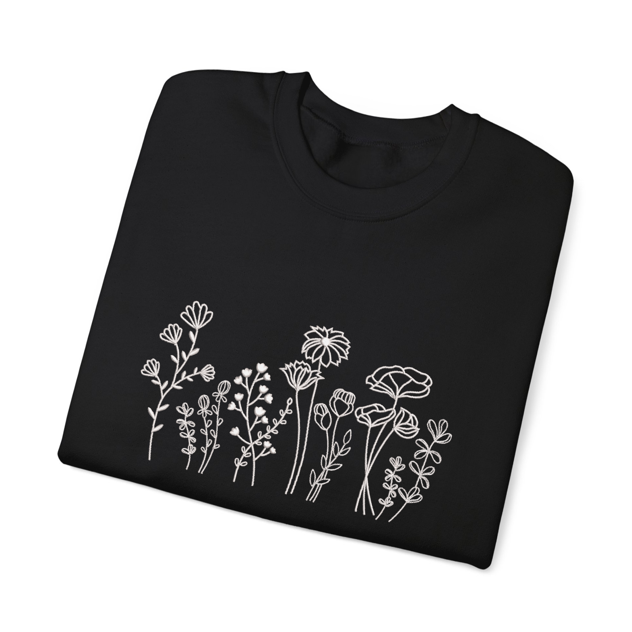 Wildflowers Floral Botanical Embroidered Sweatshirt