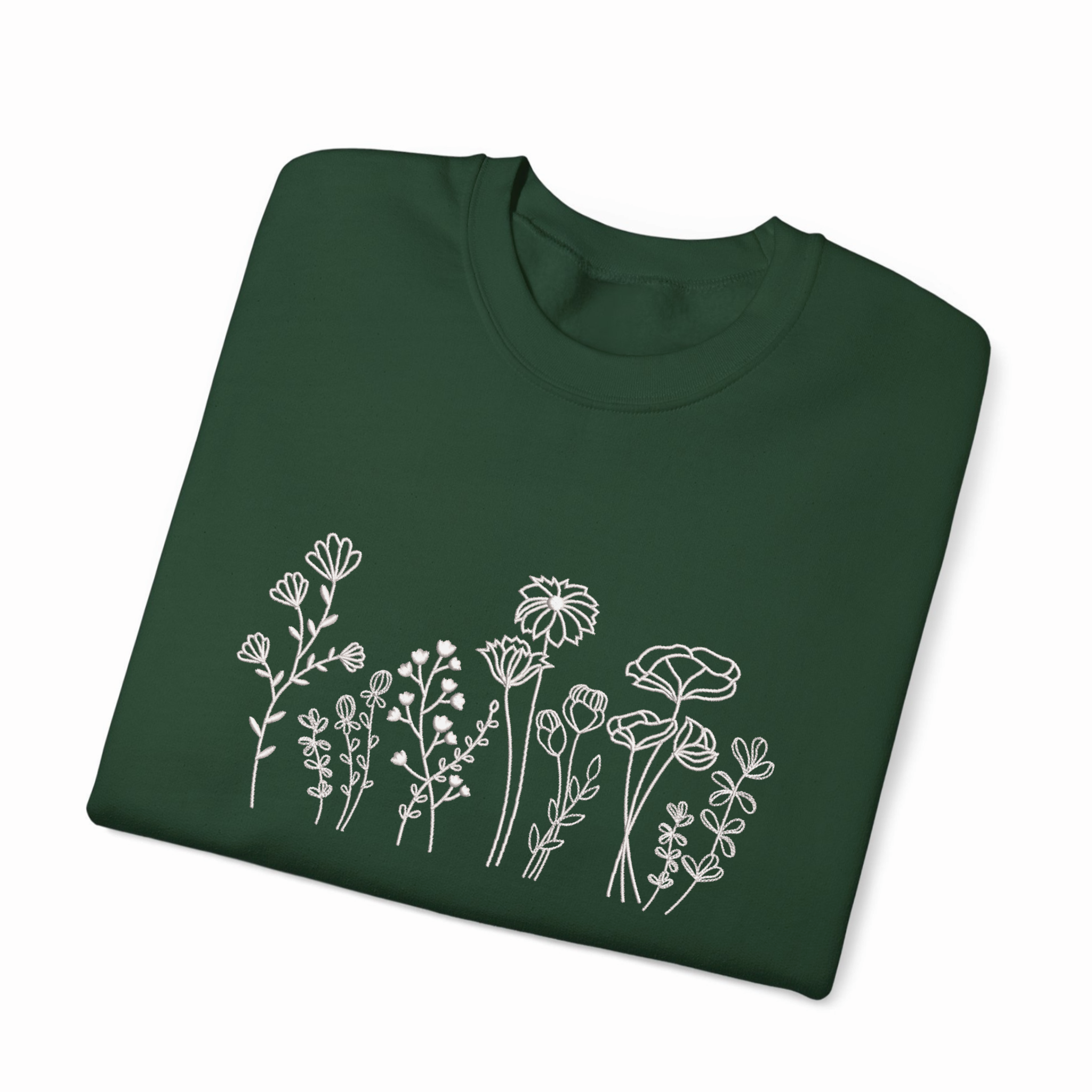 Wildflowers Floral Botanical Embroidered Sweatshirt