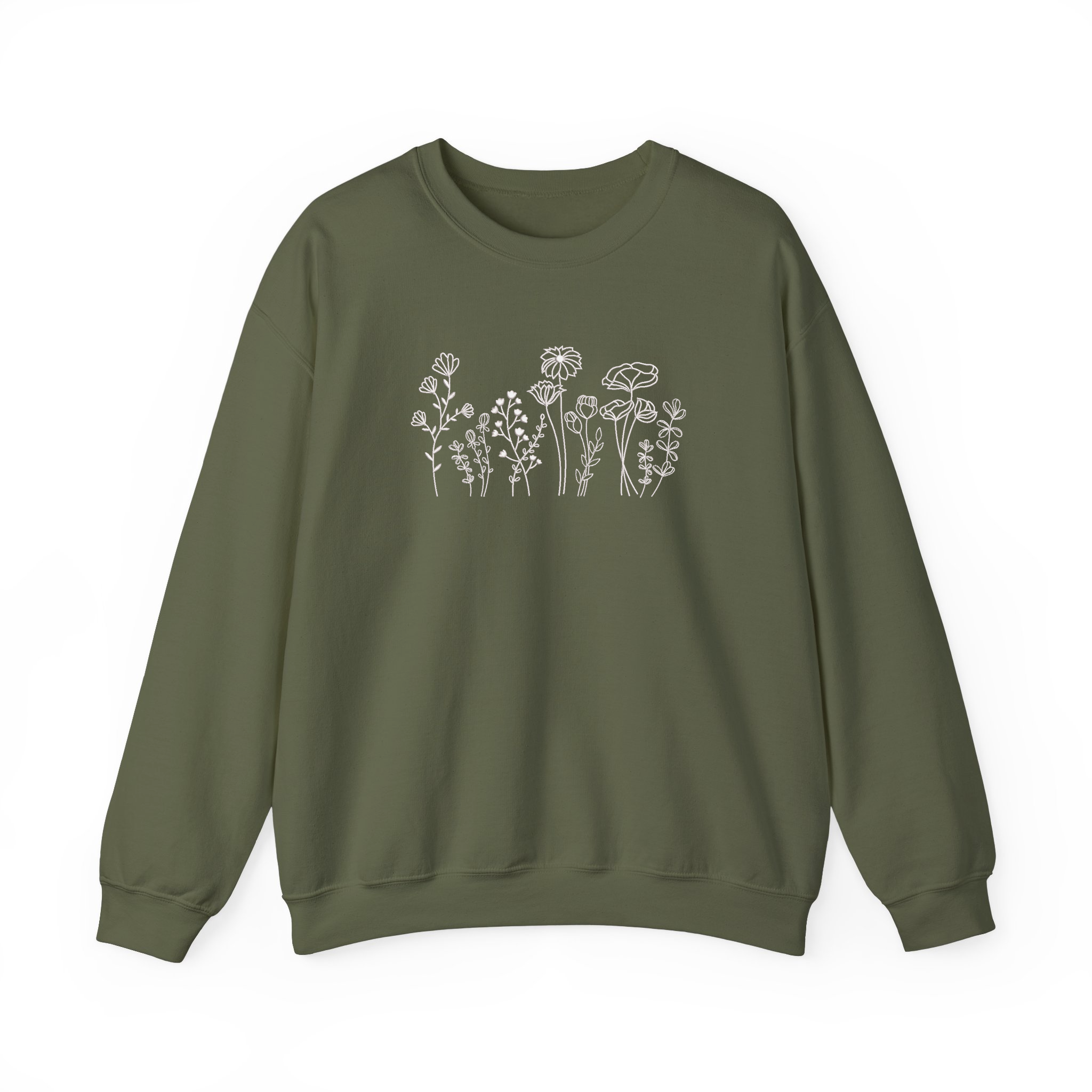 Wildflowers Floral Botanical Embroidered Sweatshirt
