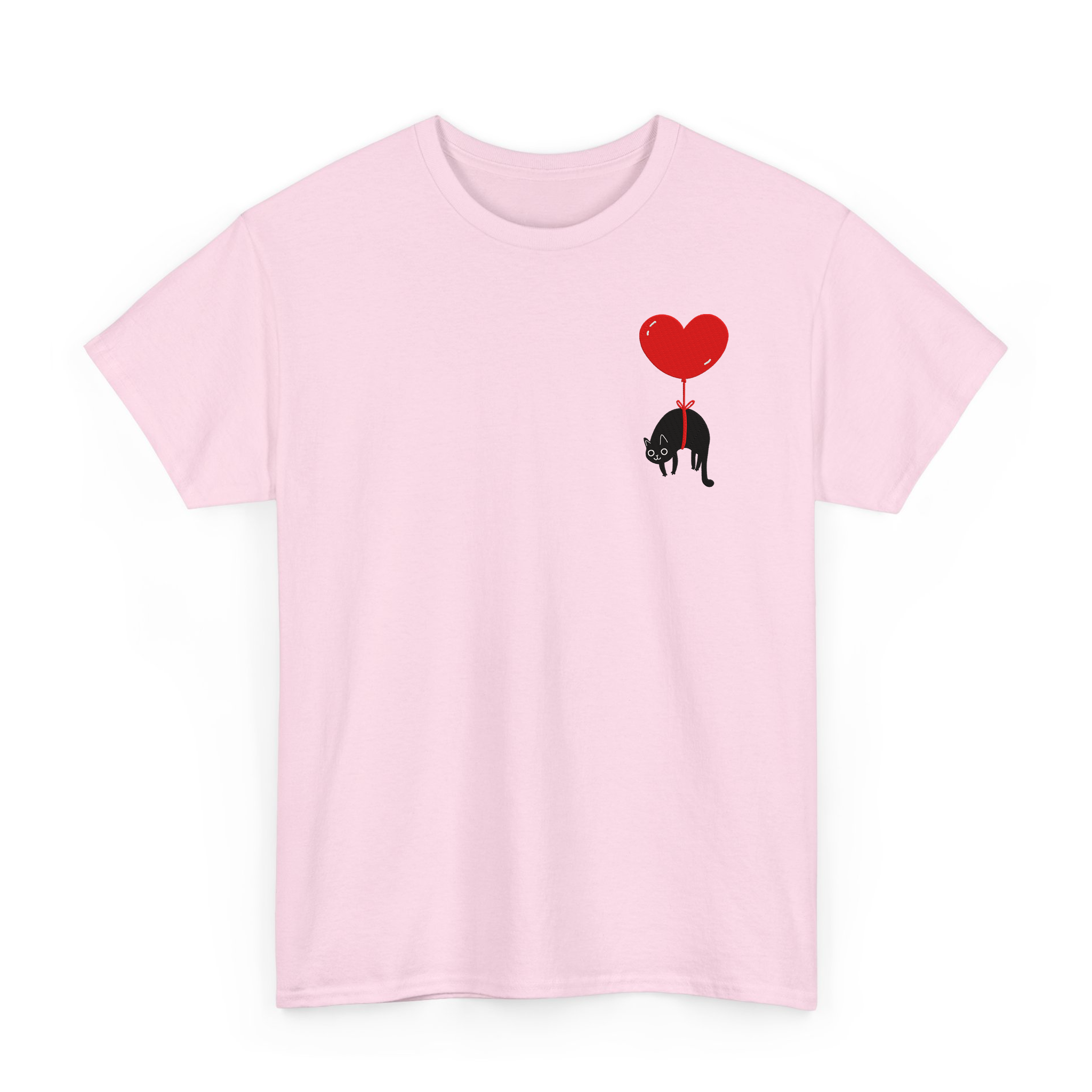 Lovely Black Cat Valentine Embroidered T-shirt, Sweatshirt