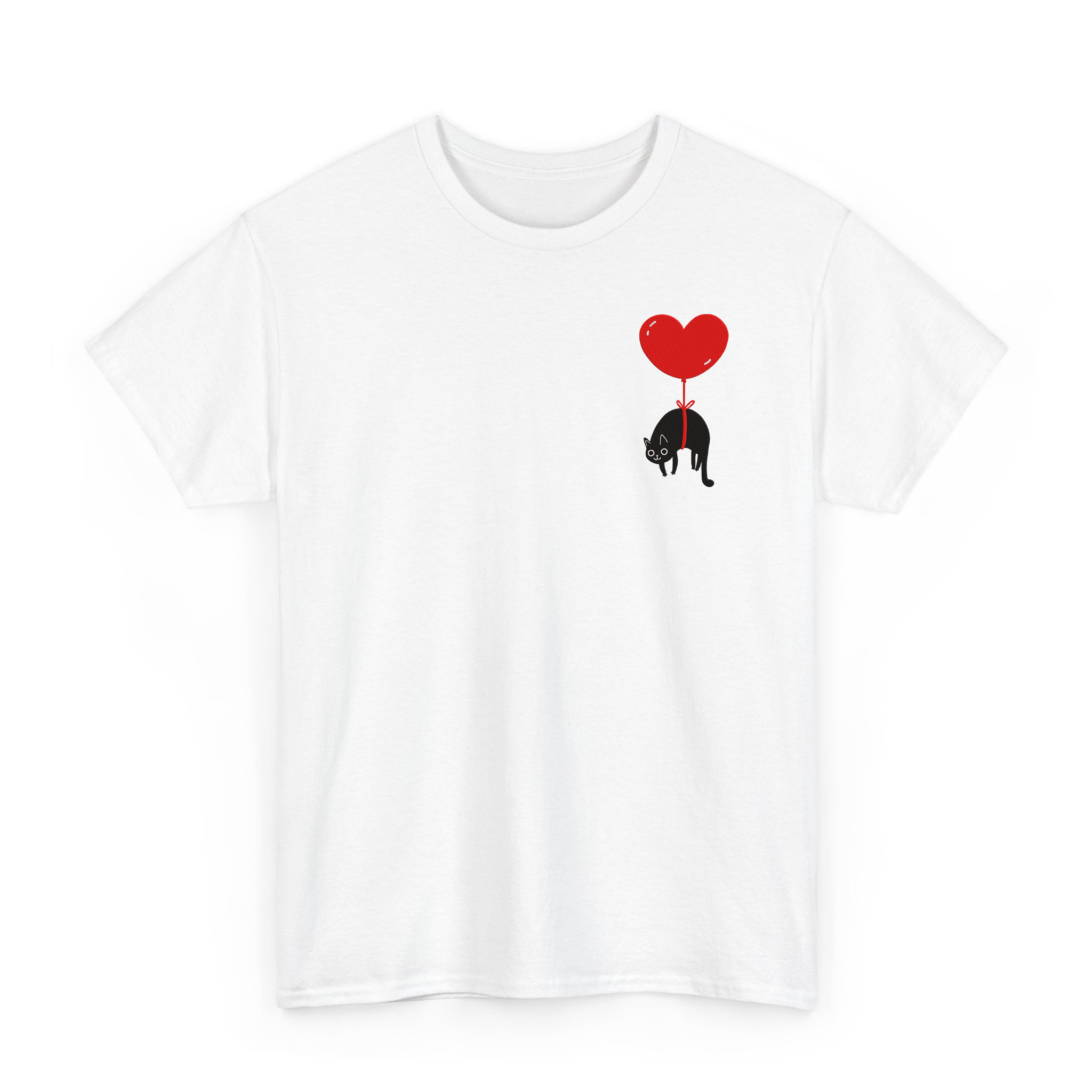 Lovely Black Cat Valentine Embroidered T-shirt, Sweatshirt