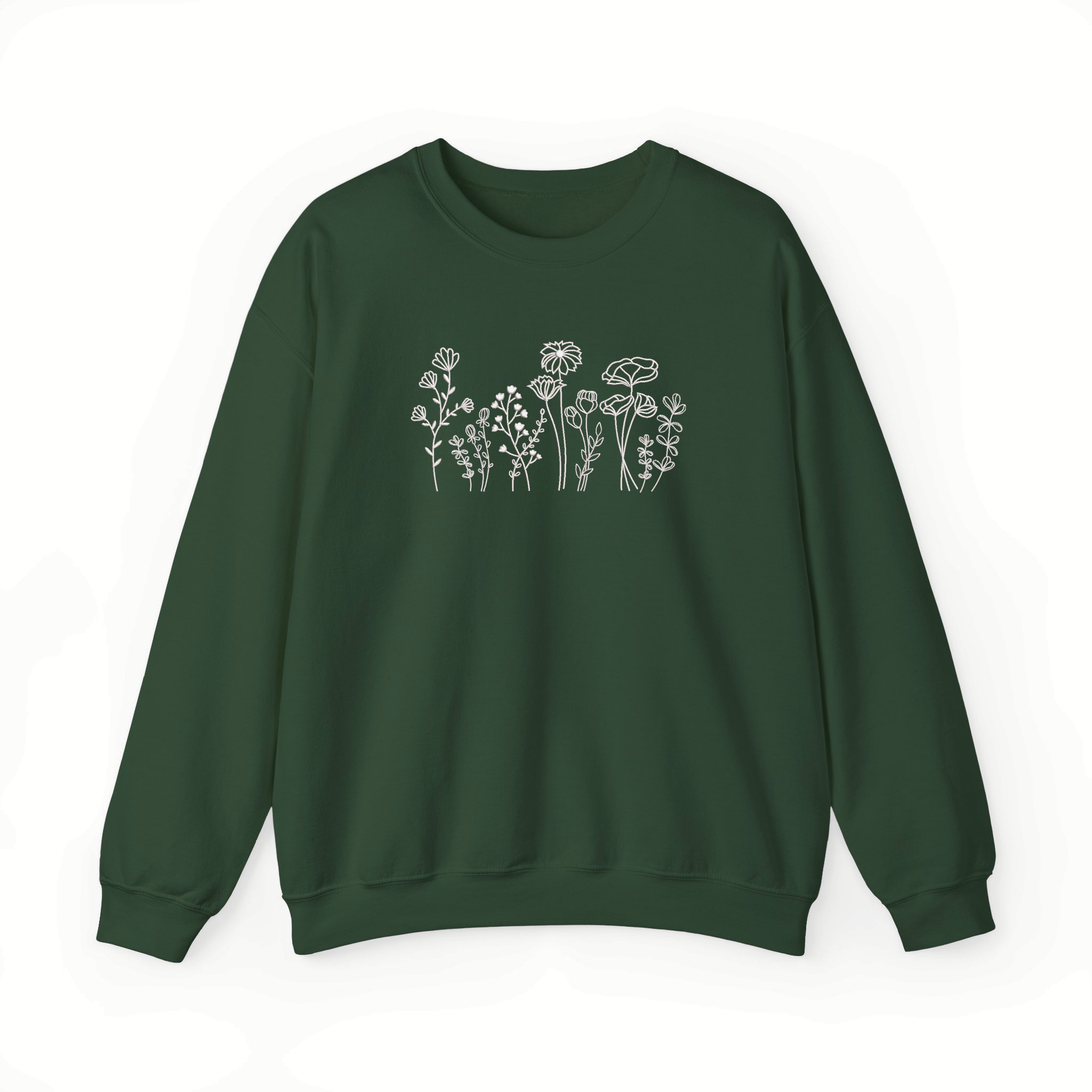 Wildflowers Floral Botanical Embroidered Sweatshirt