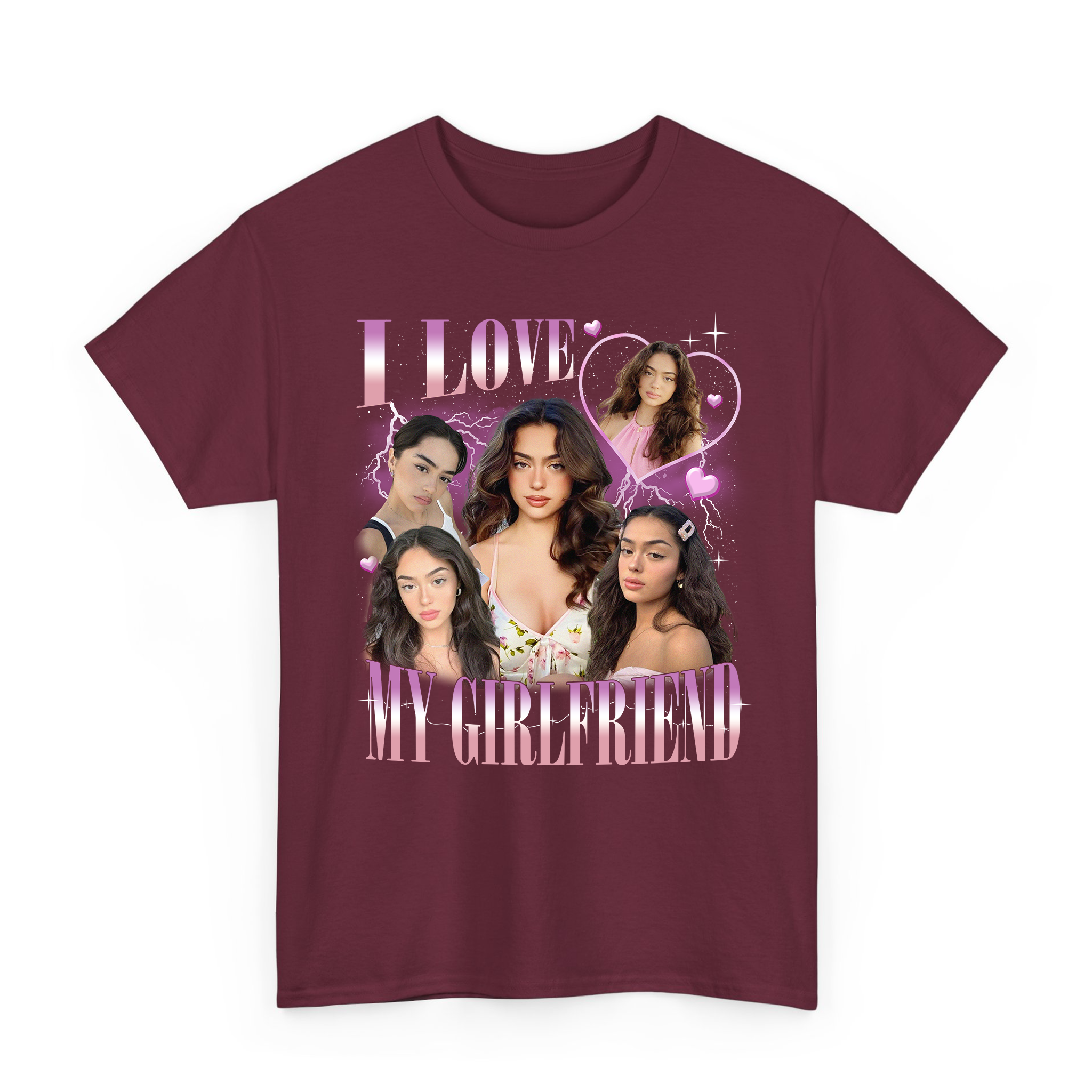 I Love My Girlfriend Custom Photo Bootleg T-shirt for Valentine