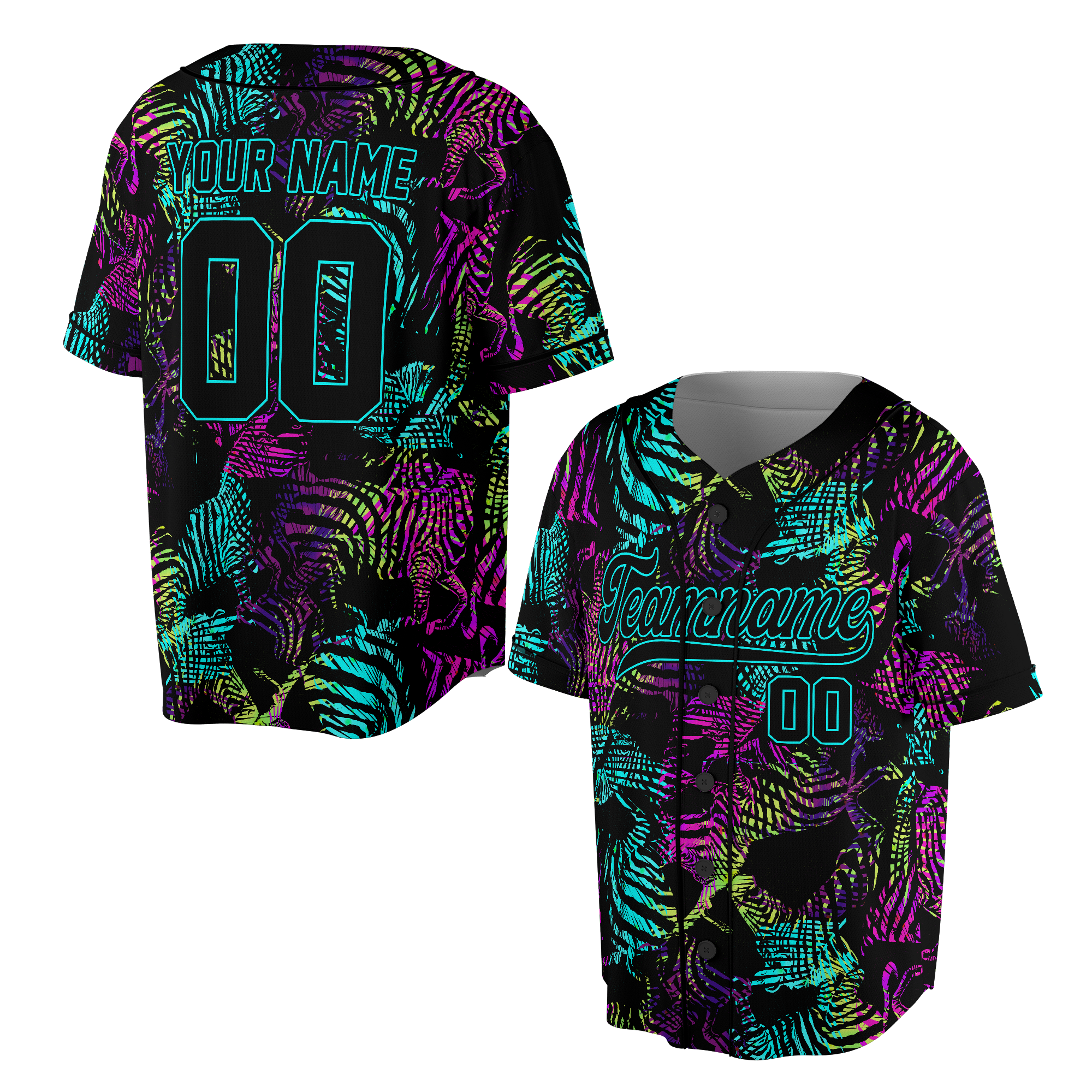 Personalized Abstract Tropicial Zebra Custom Name and Number Baseball Jersey