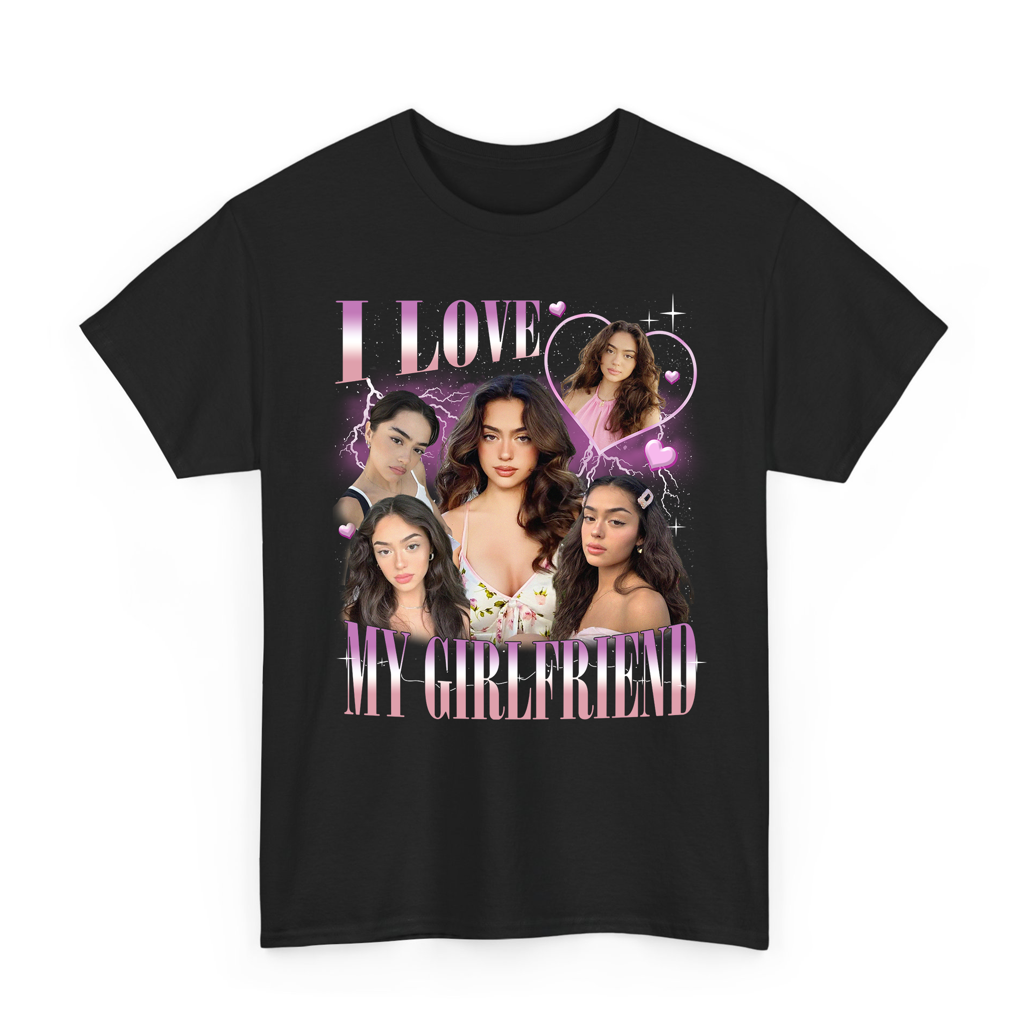 I Love My Girlfriend Custom Photo Bootleg T-shirt for Valentine