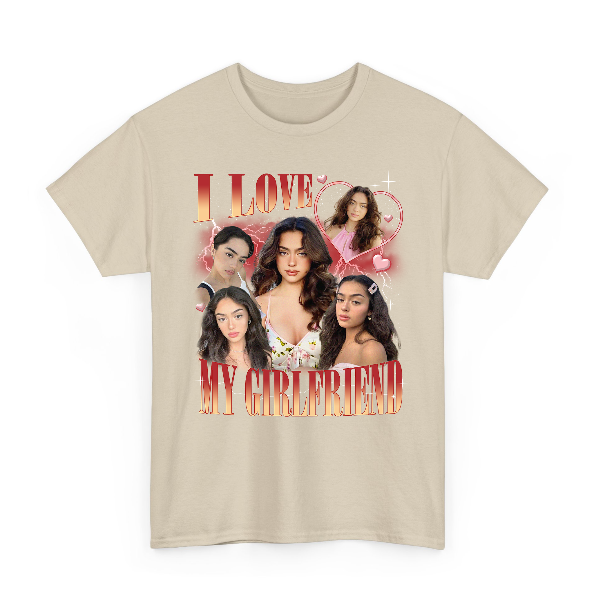 I Love My Girlfriend Custom Photo Bootleg T-shirt for Valentine