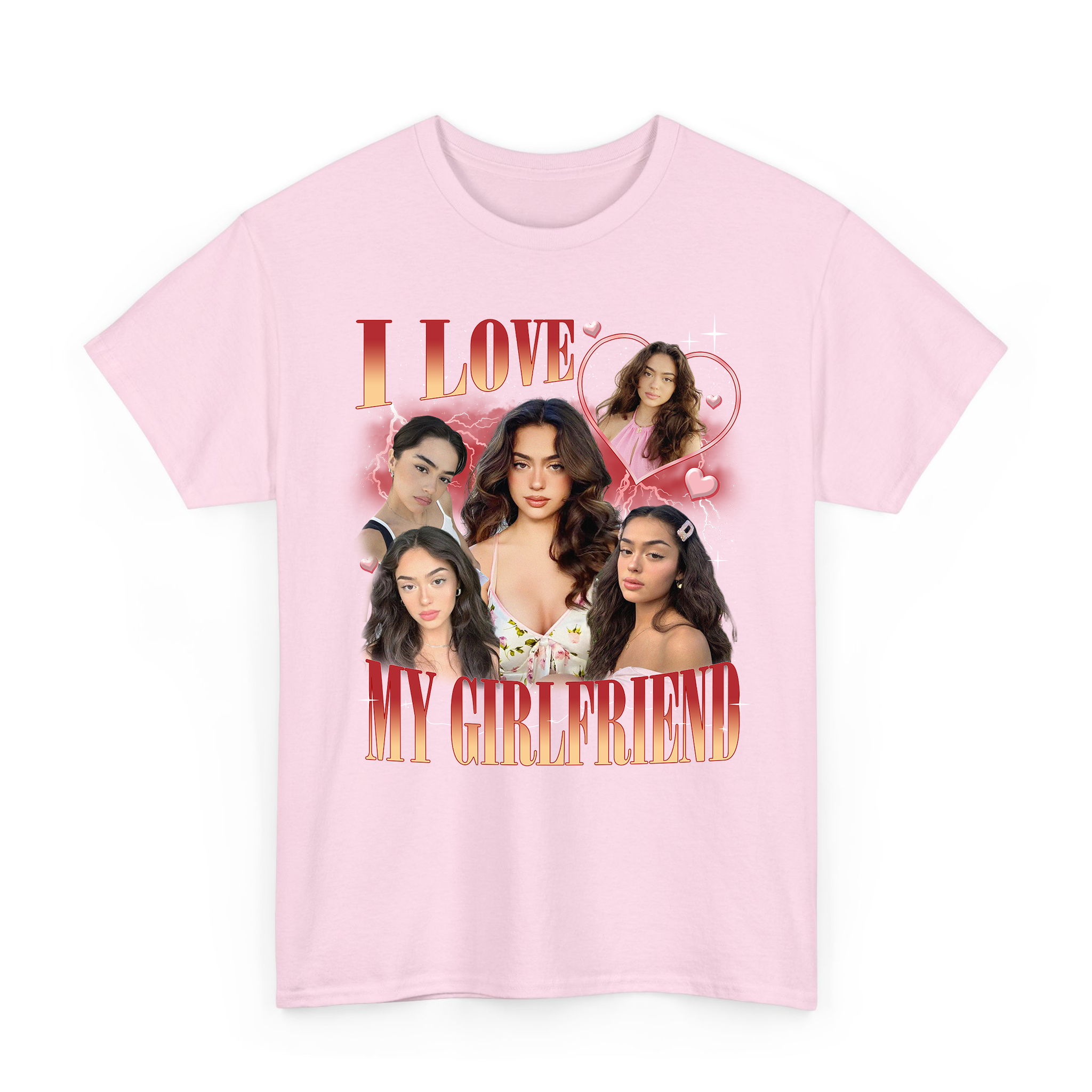 I Love My Girlfriend Custom Photo Bootleg T-shirt for Valentine