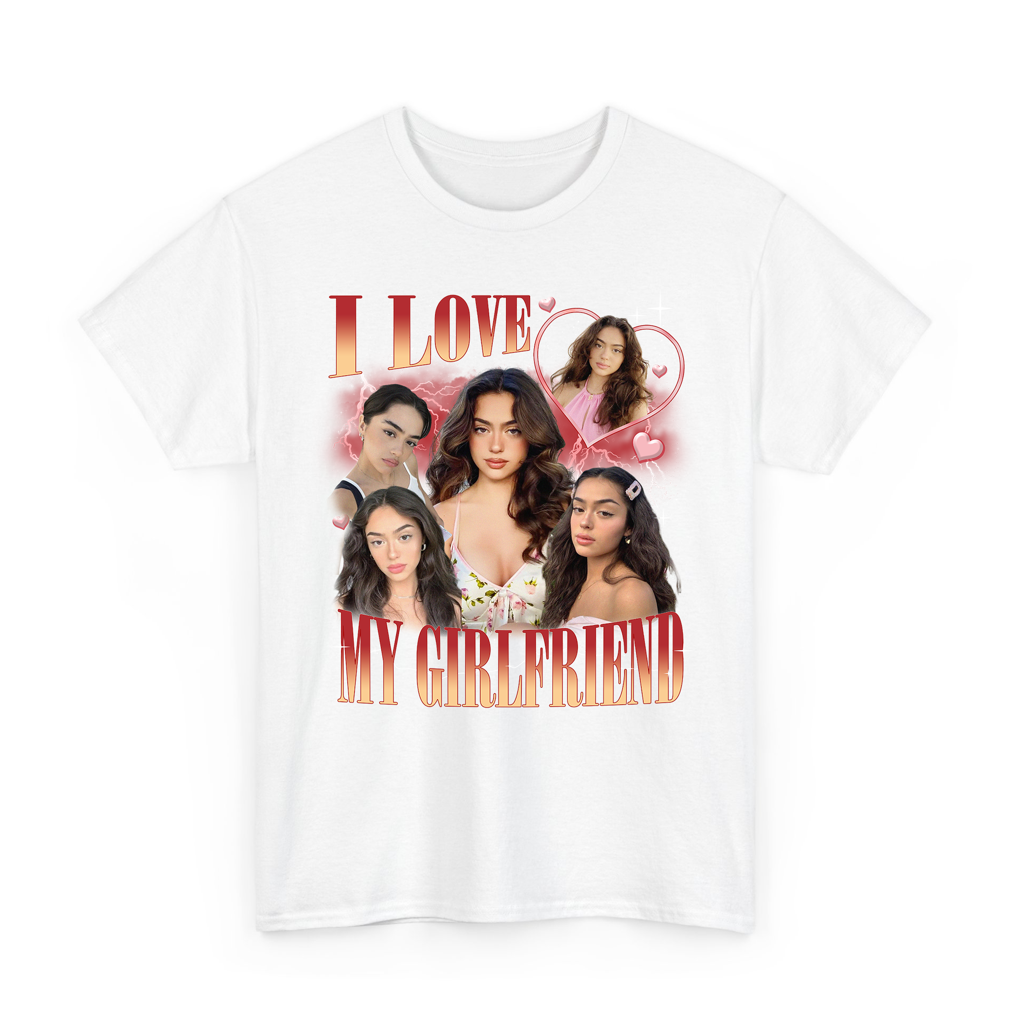 I Love My Girlfriend Custom Photo Bootleg T-shirt for Valentine