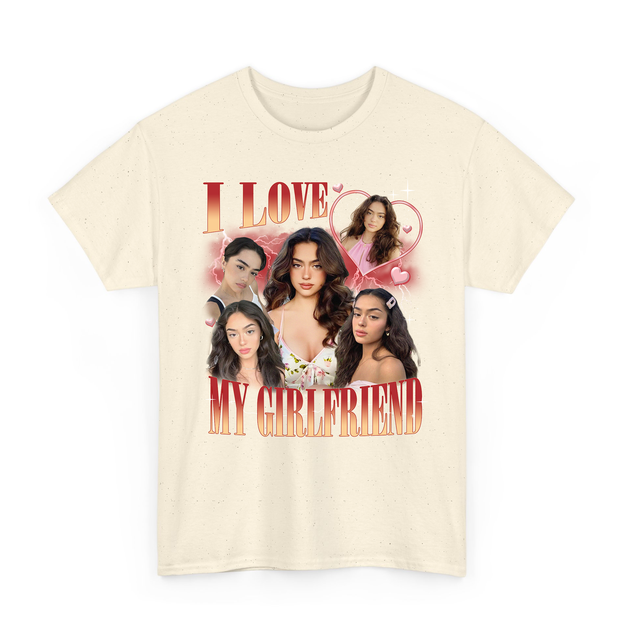 I Love My Girlfriend Custom Photo Bootleg T-shirt for Valentine