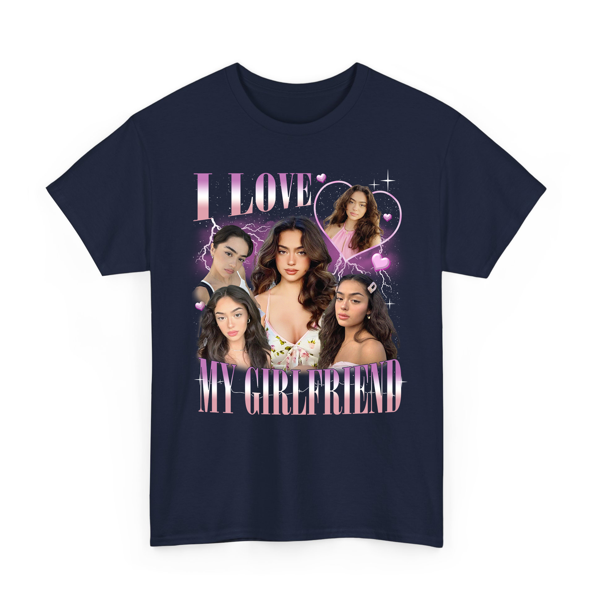 I Love My Girlfriend Custom Photo Bootleg T-shirt for Valentine